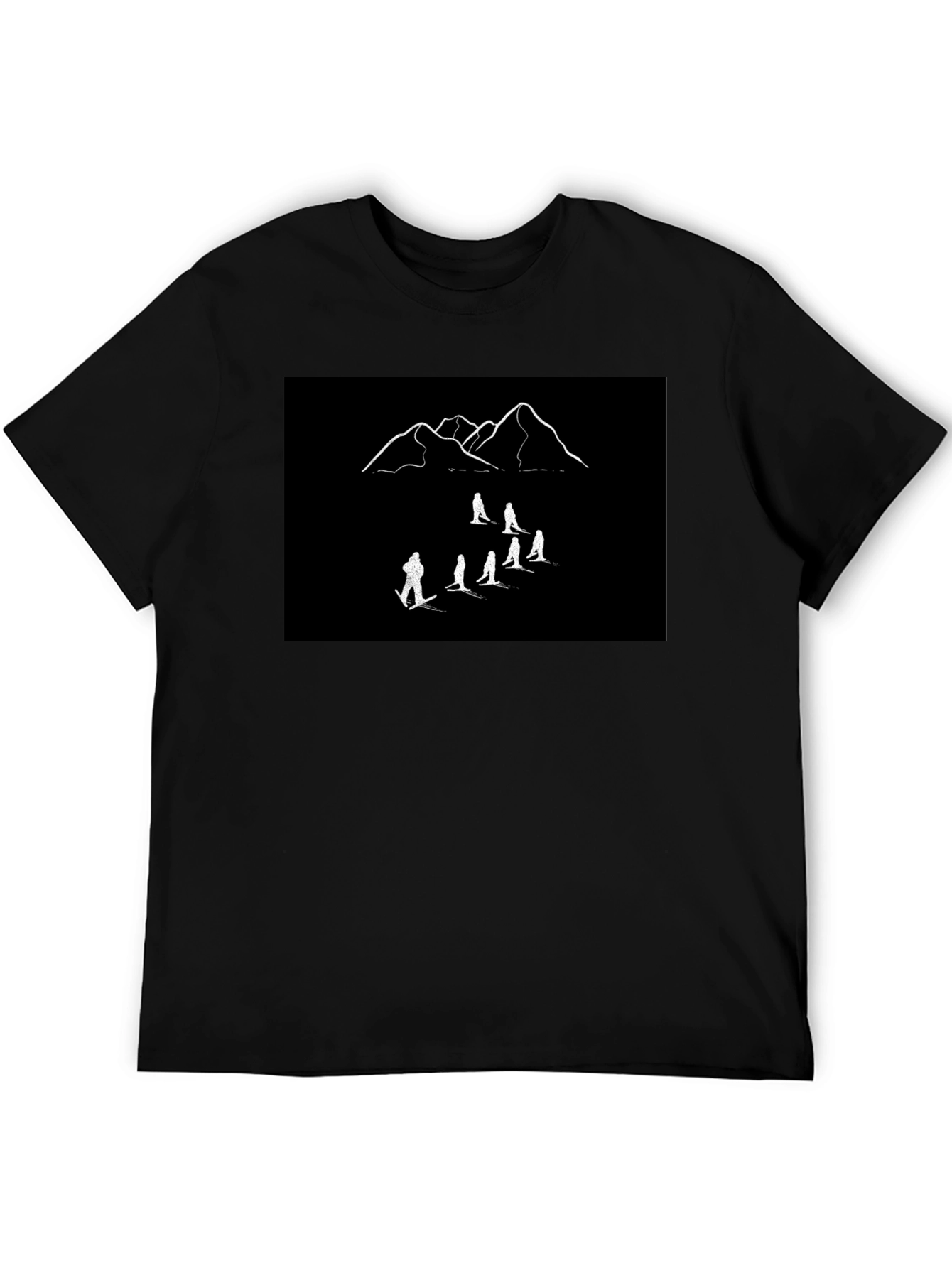 Mountain Ski Crew T-Shirt - Black Cotton Tee