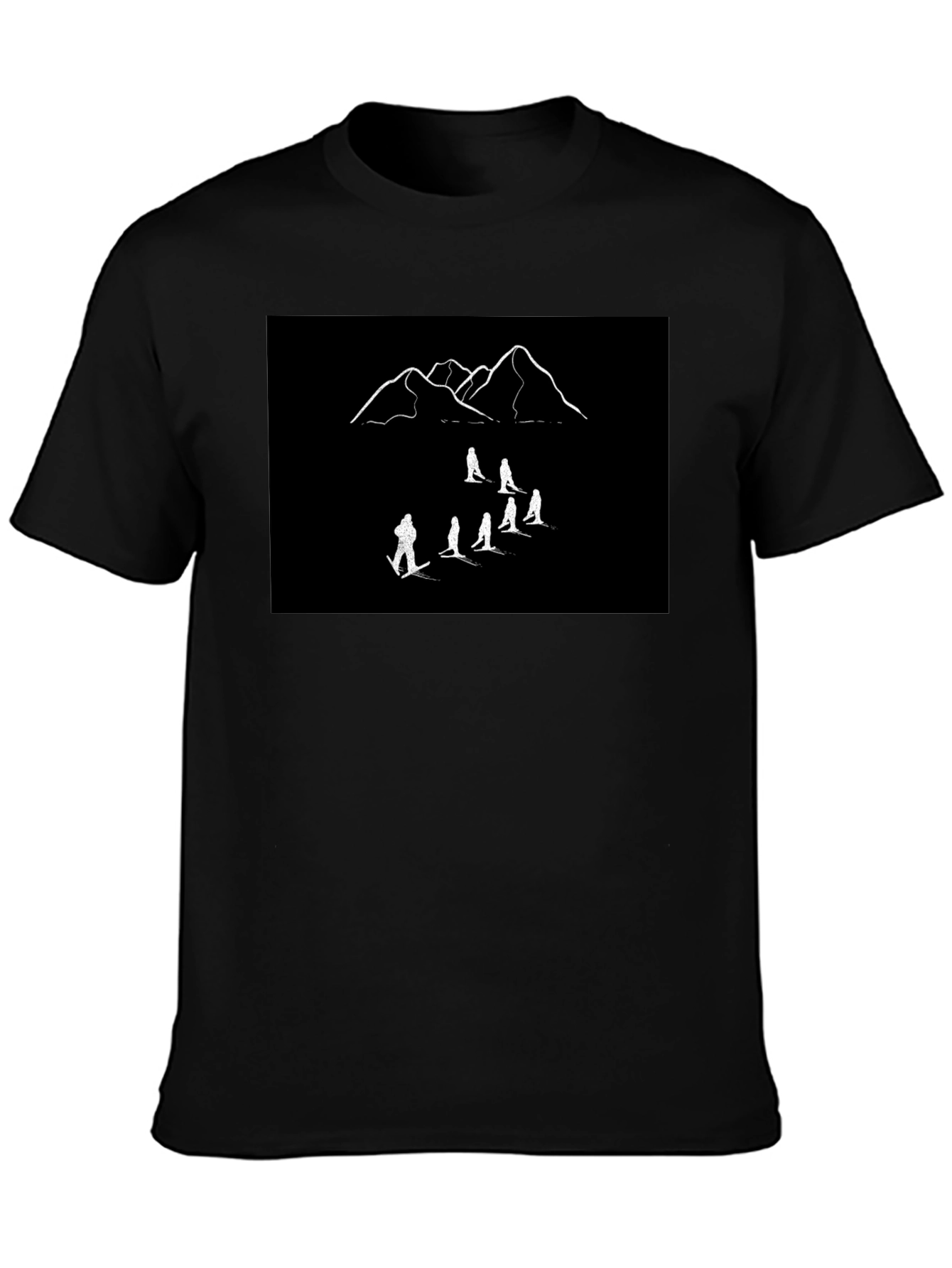 Mountain Ski Crew T-Shirt - Black Cotton Tee