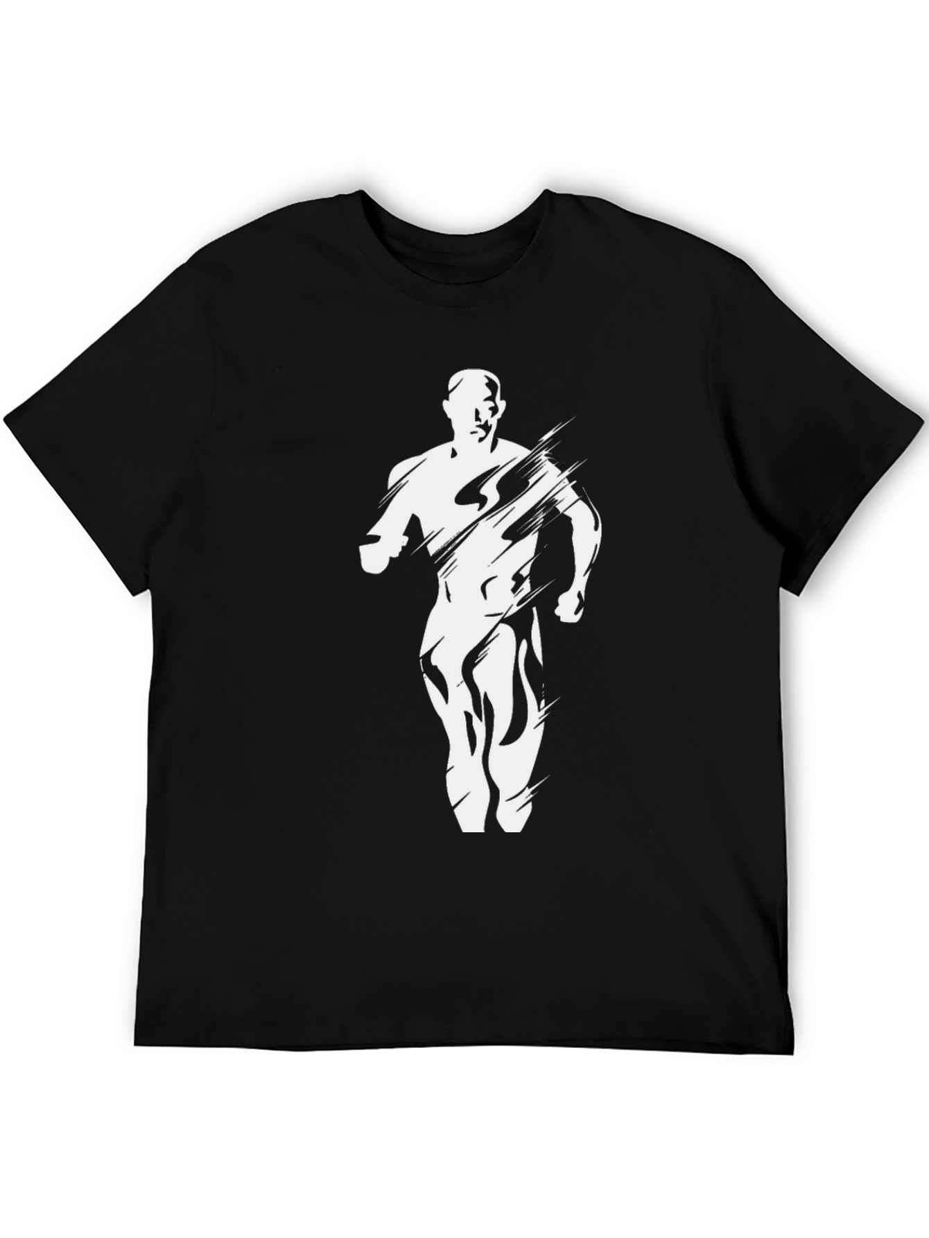 Mens Black Graphic Tee - Running Man Design