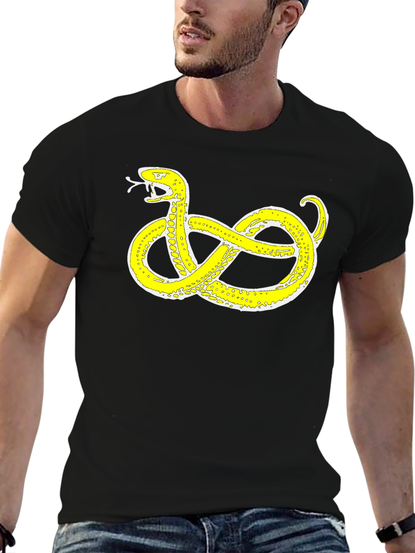 Black T-Shirt with Snake Design