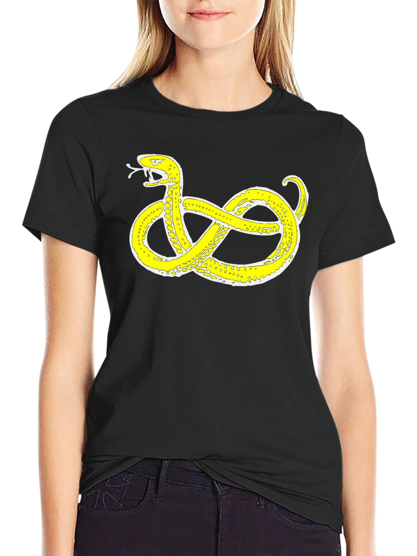 Black T-Shirt with Snake Design