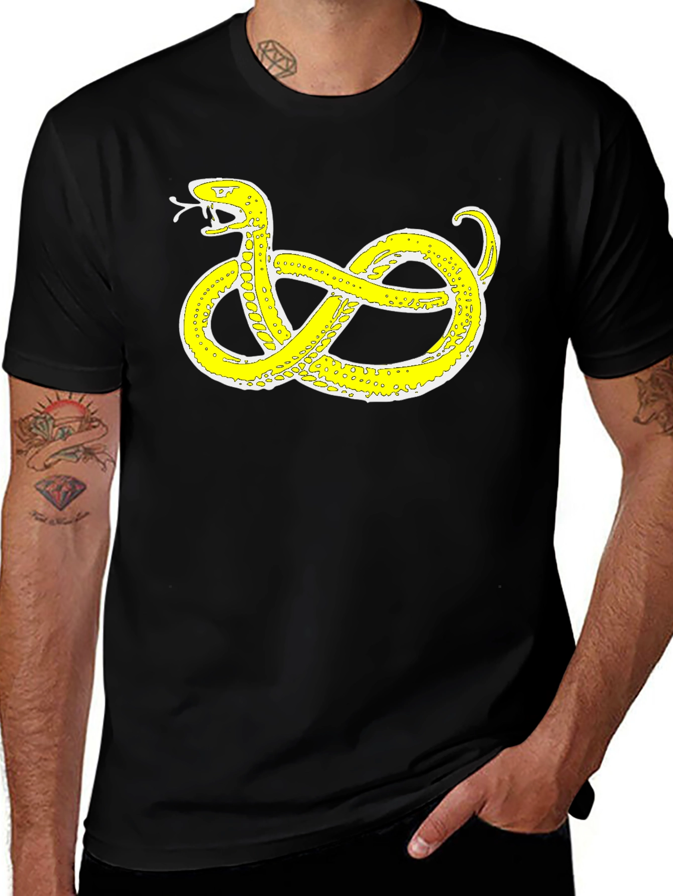 Black T-Shirt with Snake Design