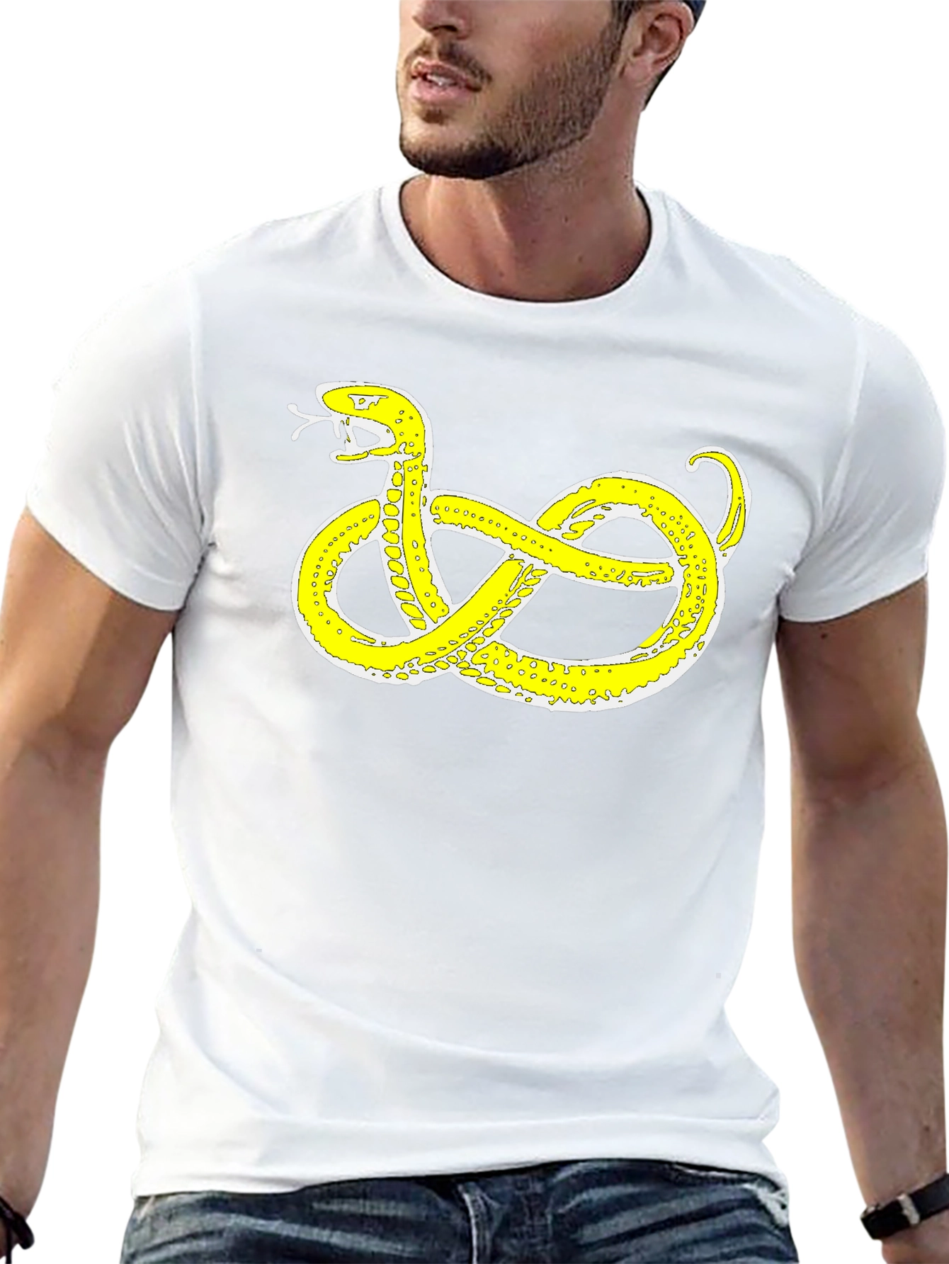 Black T-Shirt with Snake Design