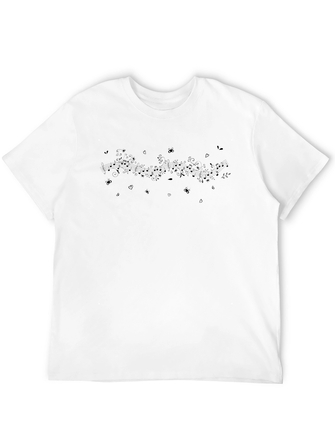 Black Music Note Graphic Tee - Casual Style