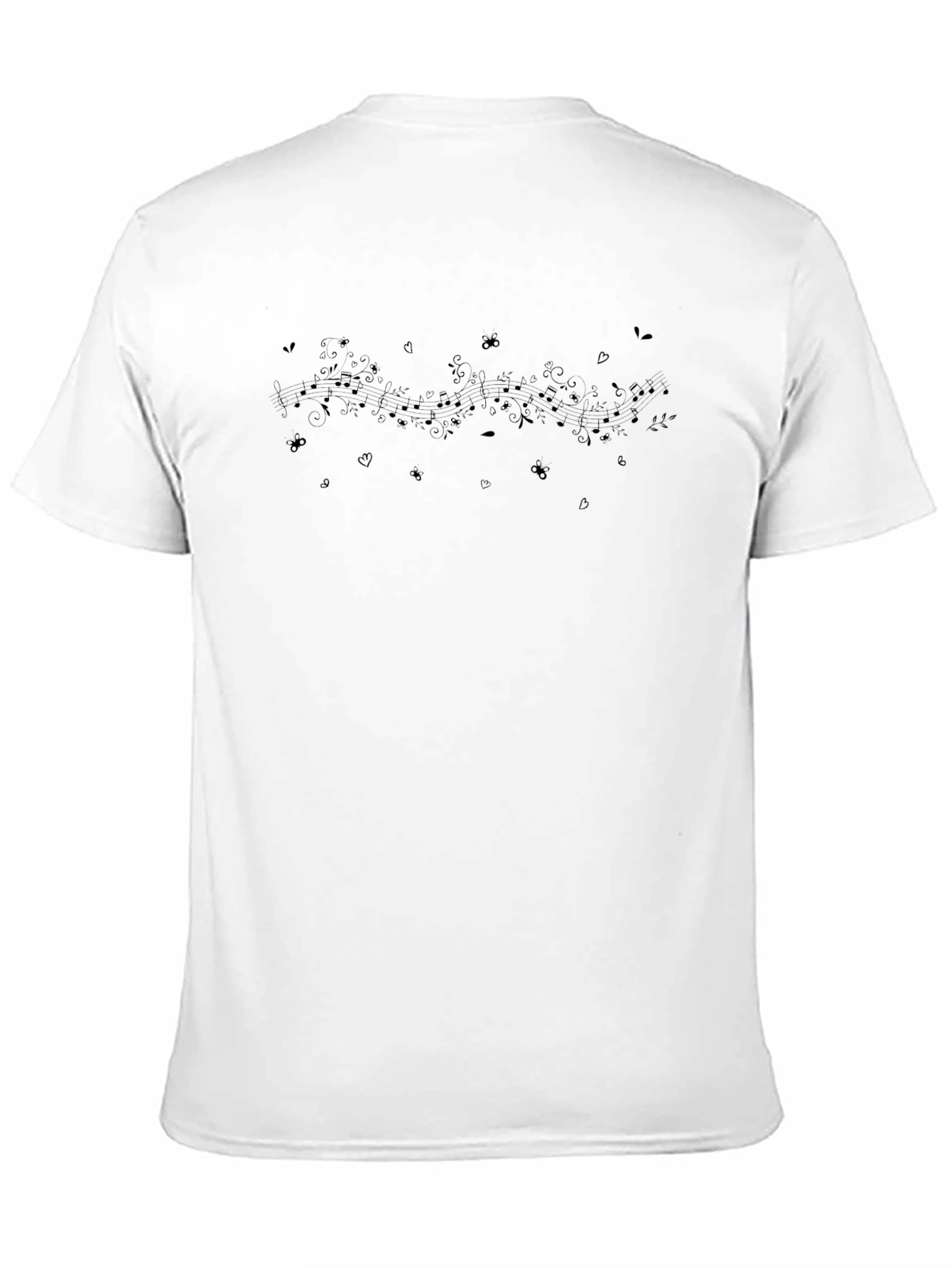 Black Music Note Graphic Tee - Casual Style