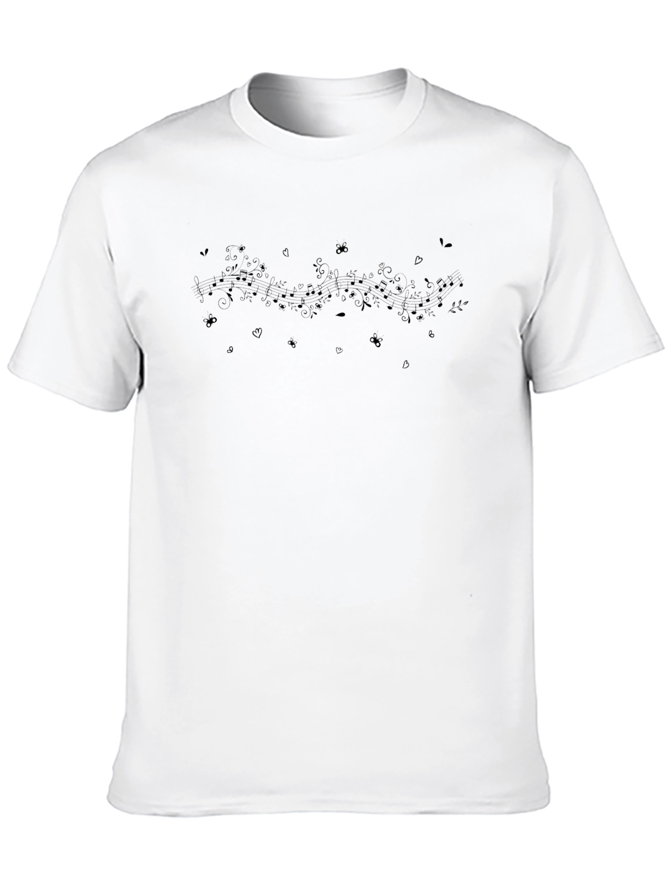 Black Music Note Graphic Tee - Casual Style