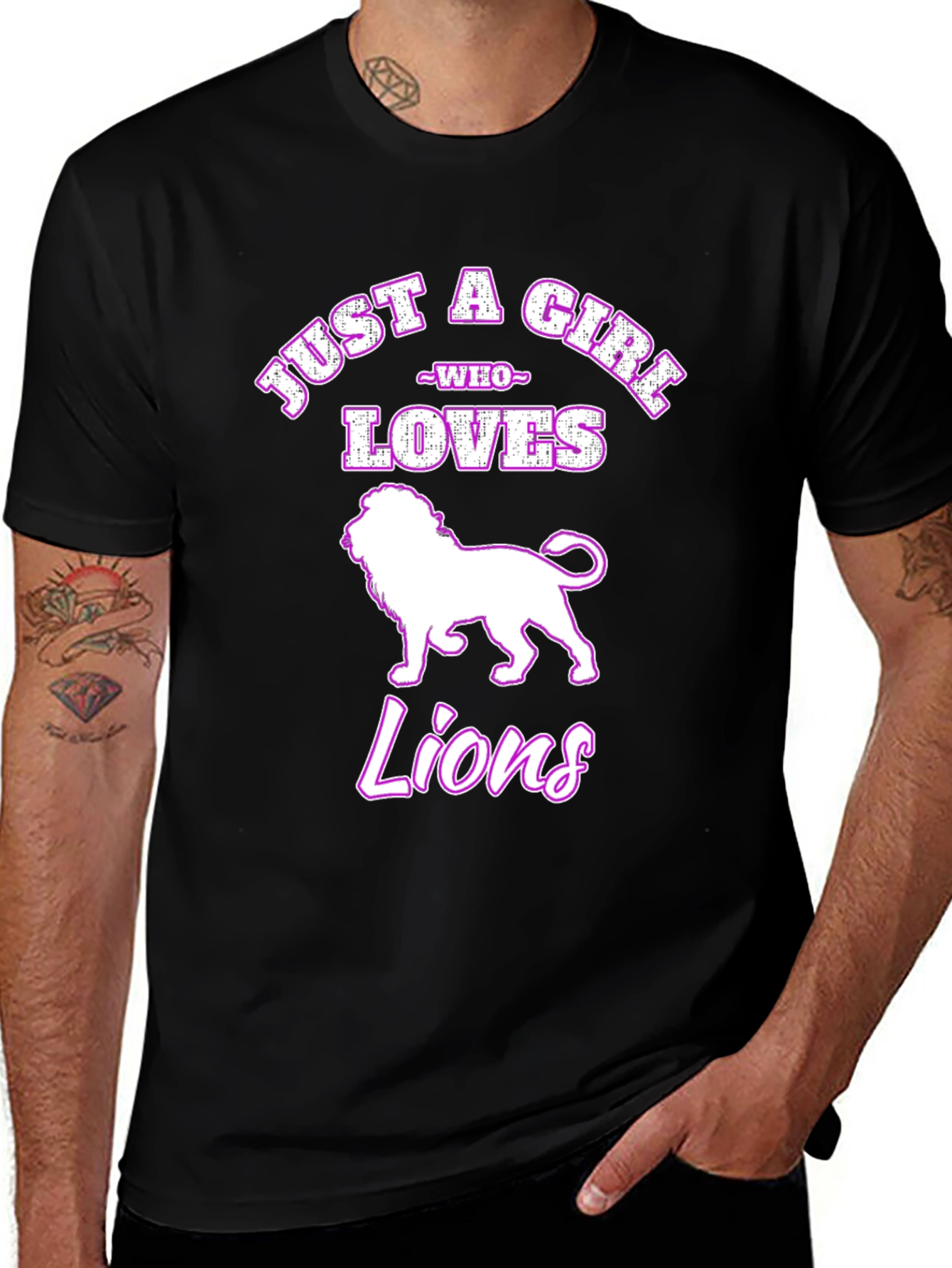 Just A Girl Who Loves Lions Black T-Shirt
