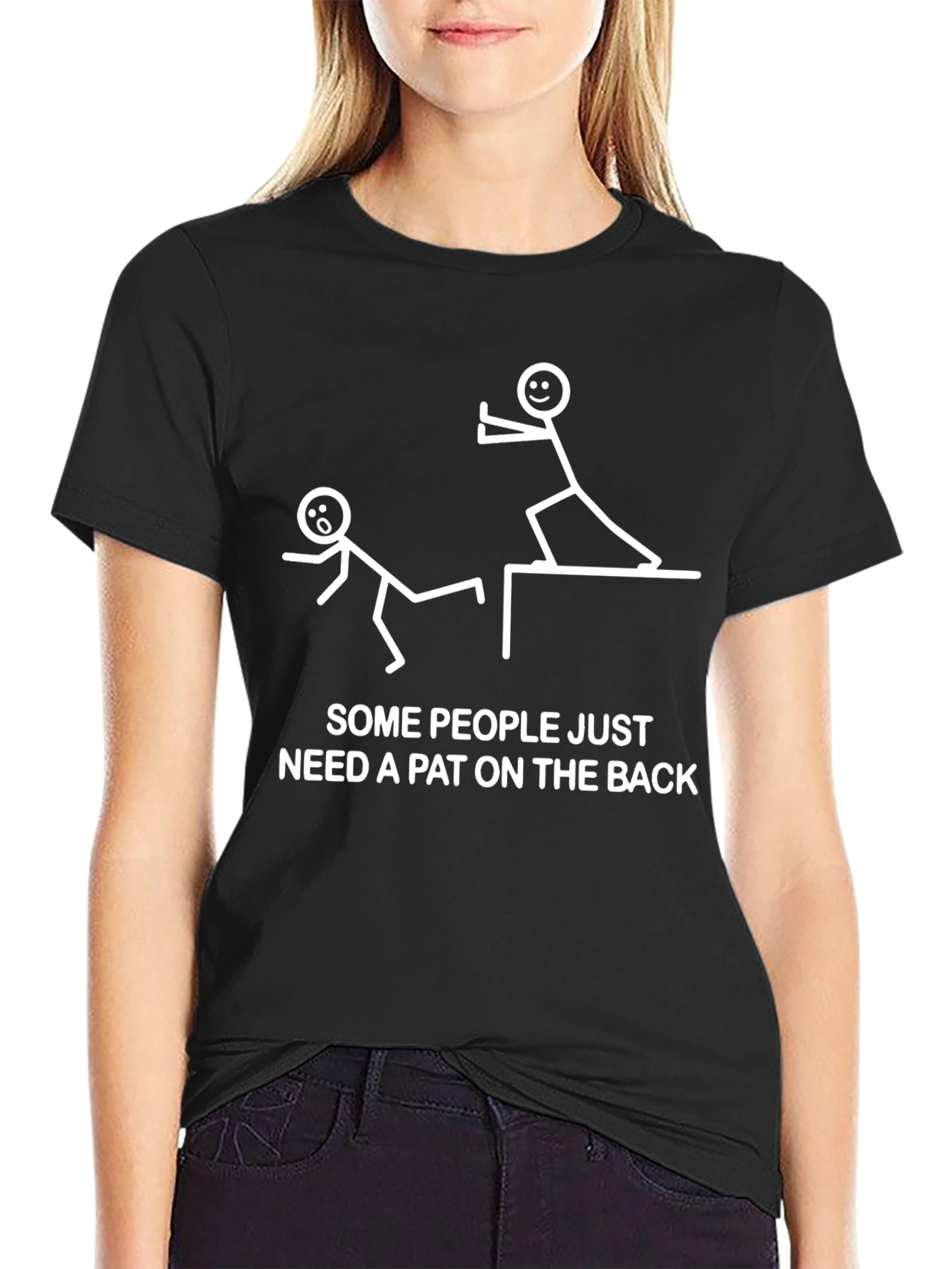 Funny Stick Figure Pat on the Back Graphic Tee