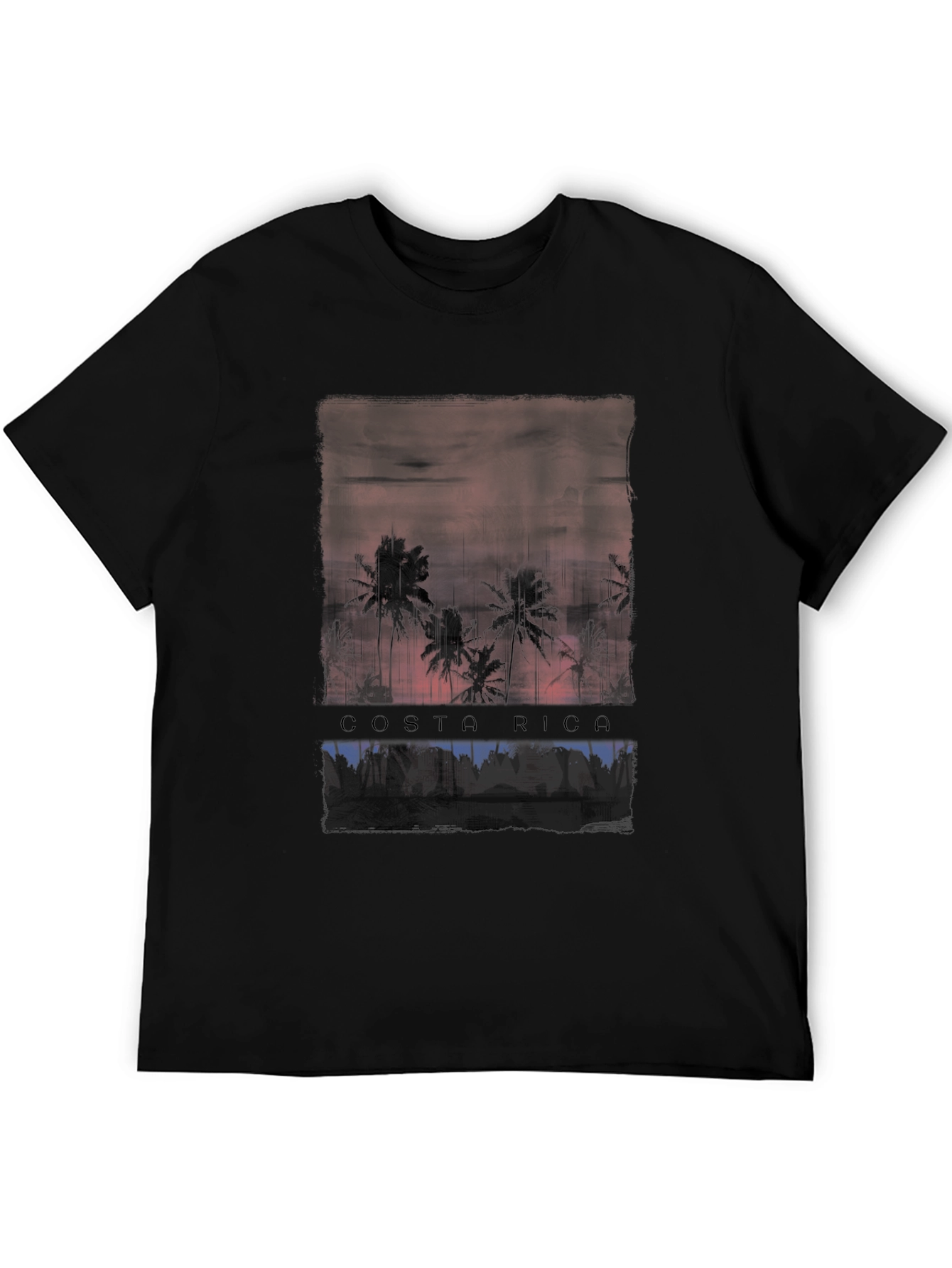 Costa Rica Palm Sunset Graphic Tee - Black
