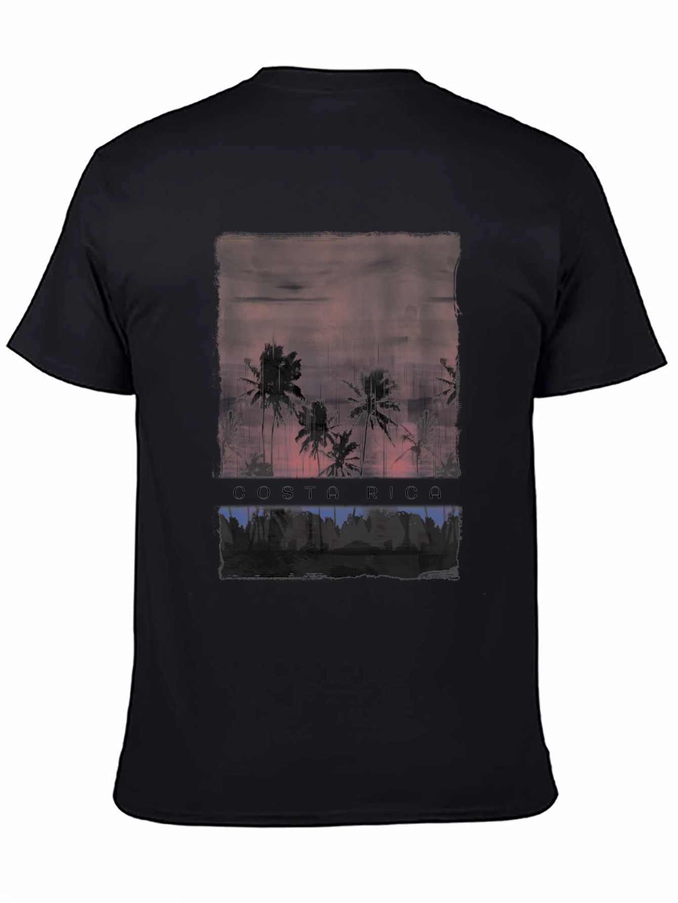 Costa Rica Palm Sunset Graphic Tee - Black