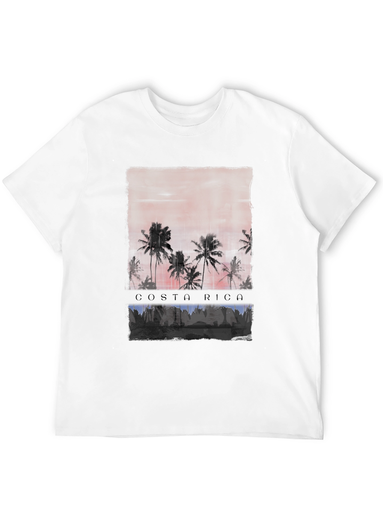Costa Rica Palm Sunset Graphic Tee - Black