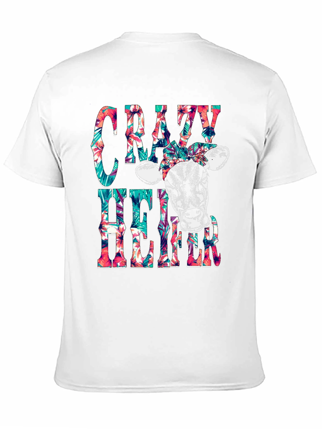 Crazy Heifer T-Shirt: Floral Cow Graphic Tee