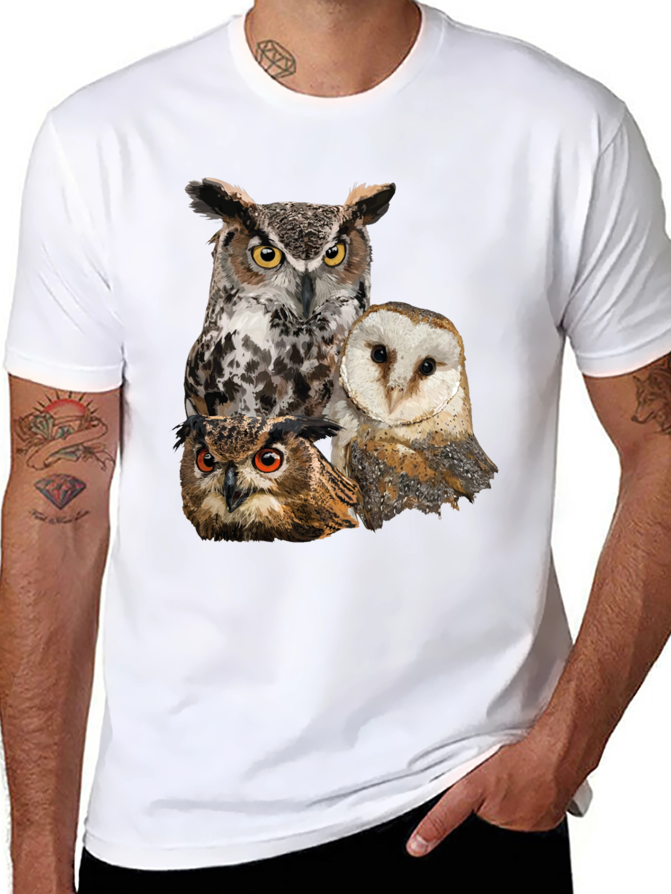 Owl Trio Graphic Tee - Black T-Shirt