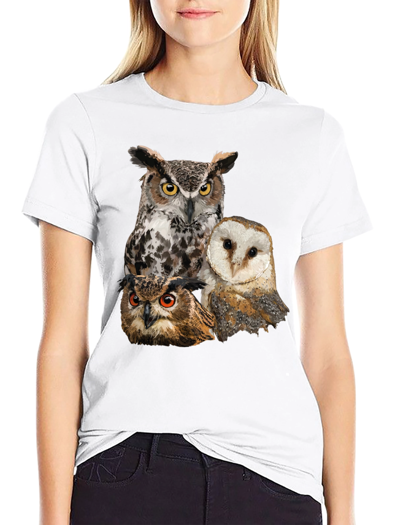 Owl Trio Graphic Tee - Black T-Shirt