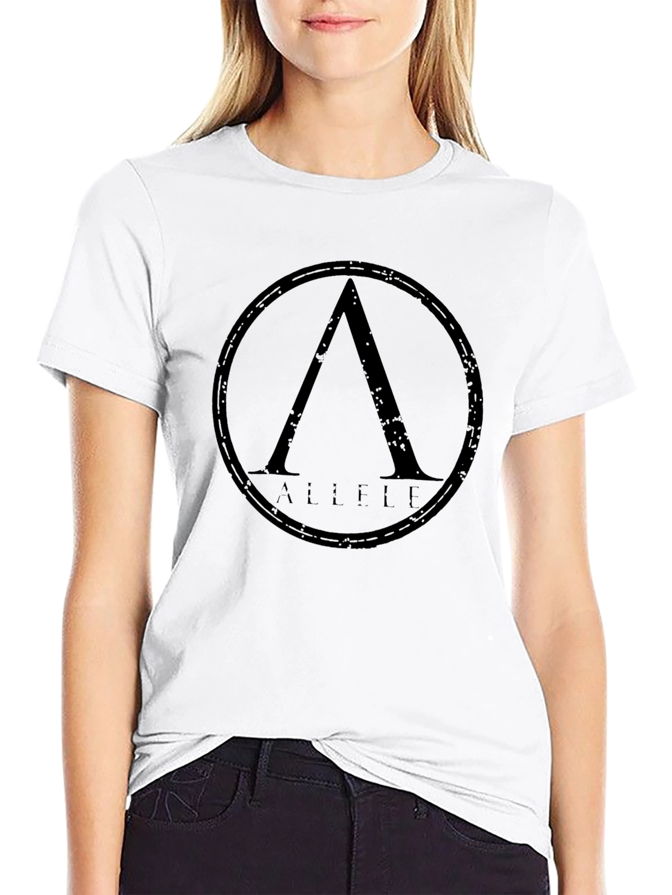 Mens Black Allele Graphic Print Crew Neck T-Shirt