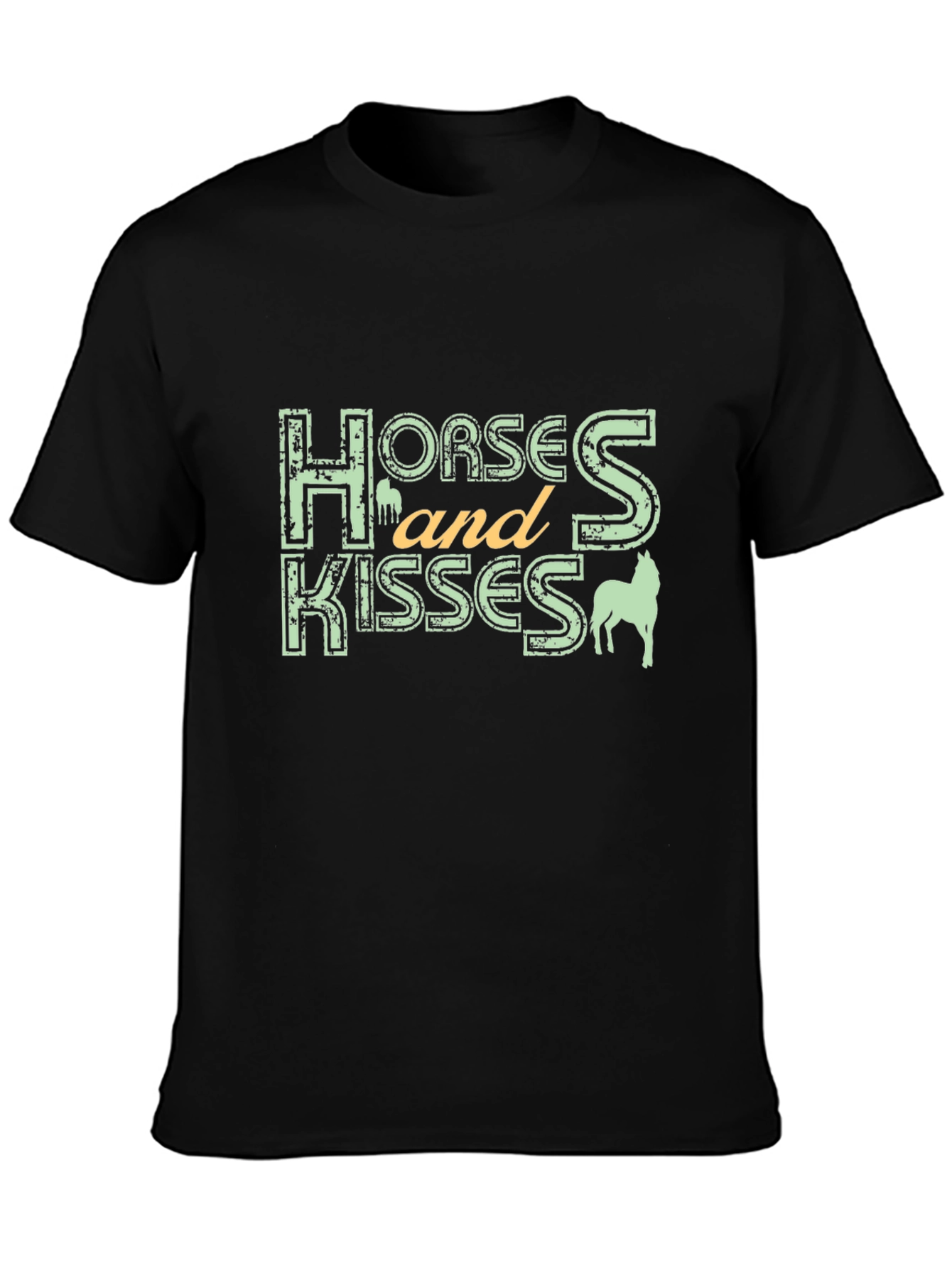 Horses and Kisses Graphic T-Shirt - Black
