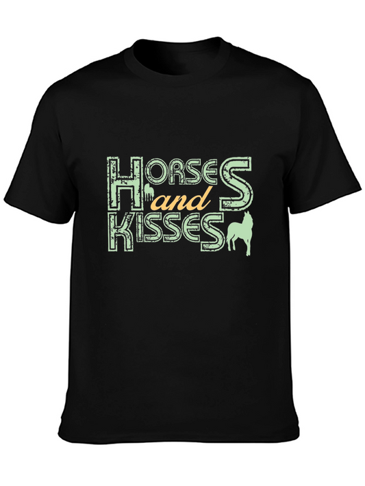 Horses and Kisses Graphic T-Shirt - Black