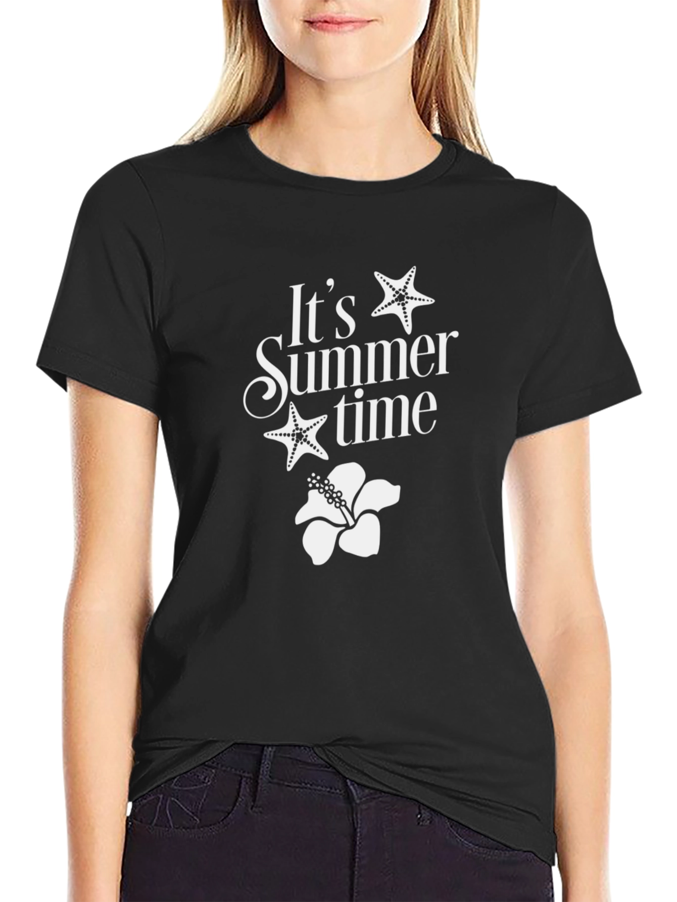 Summer Time Graphic Tee - Black Cotton T-Shirt