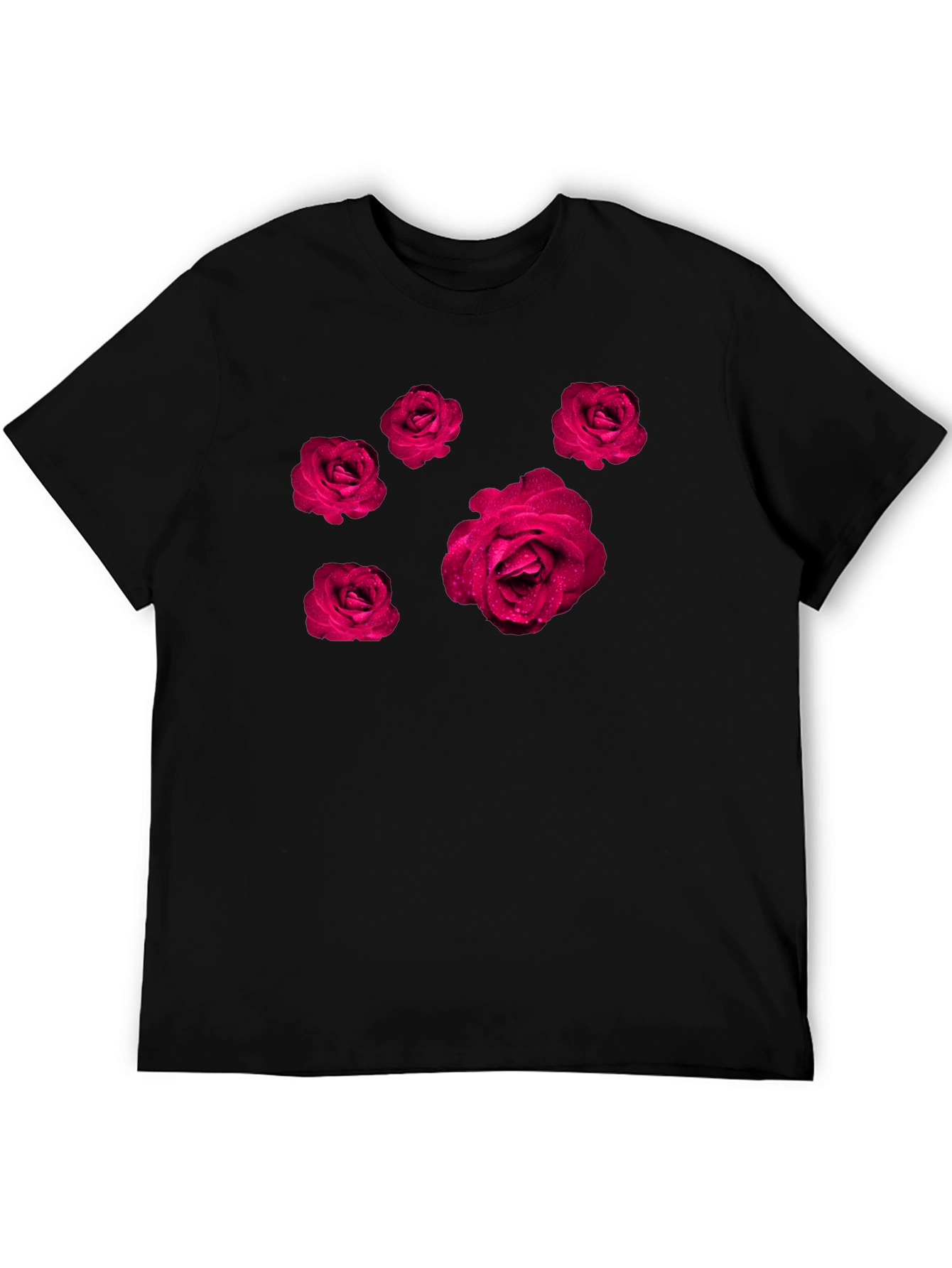 Rose Print Black T-Shirt