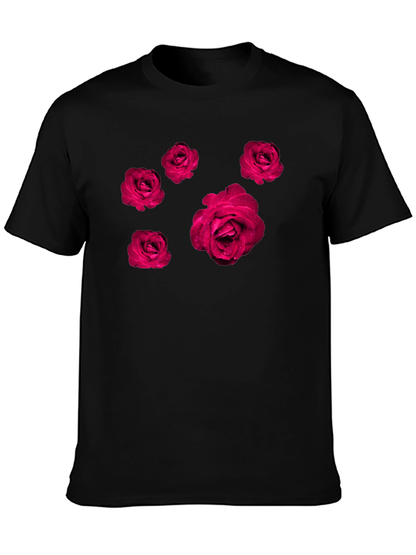 Rose Print Black T-Shirt