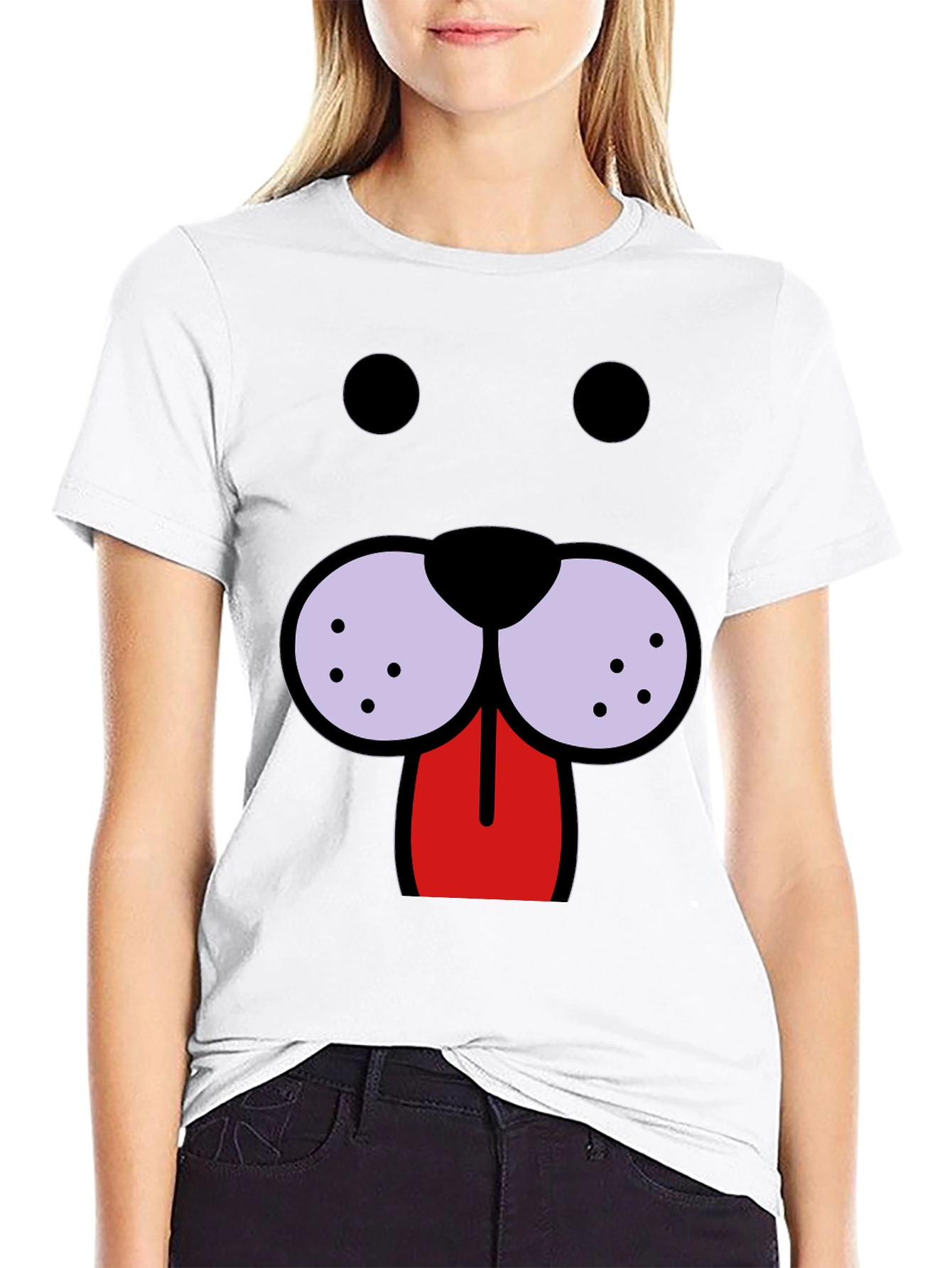 Funny Dog Face Graphic Tee - Black
