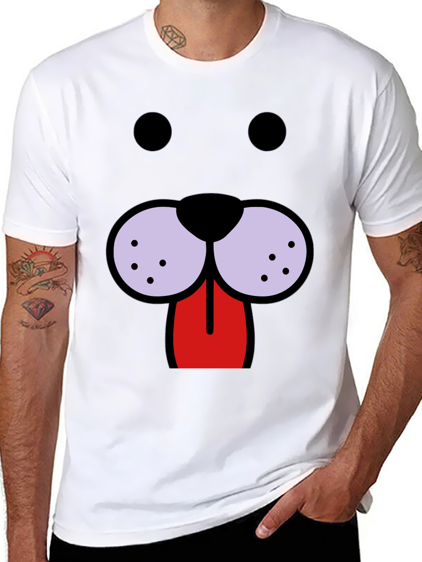 Funny Dog Face Graphic Tee - Black