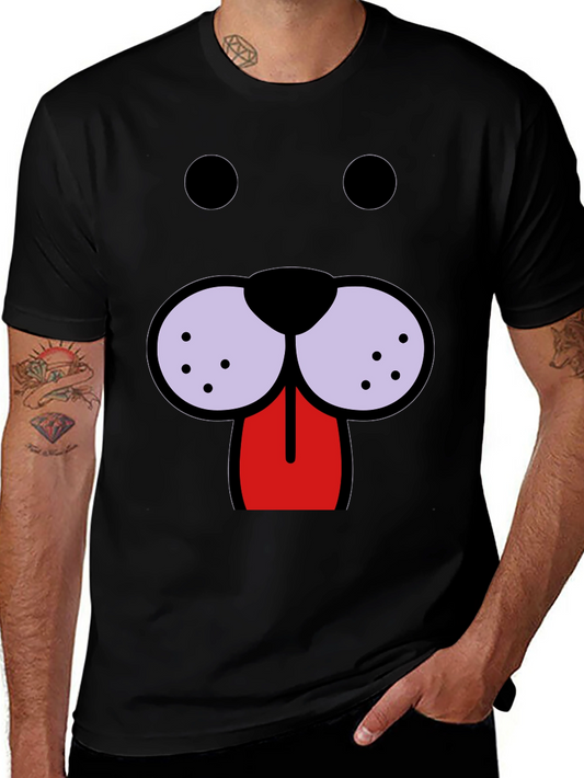 Funny Dog Face Graphic Tee - Black
