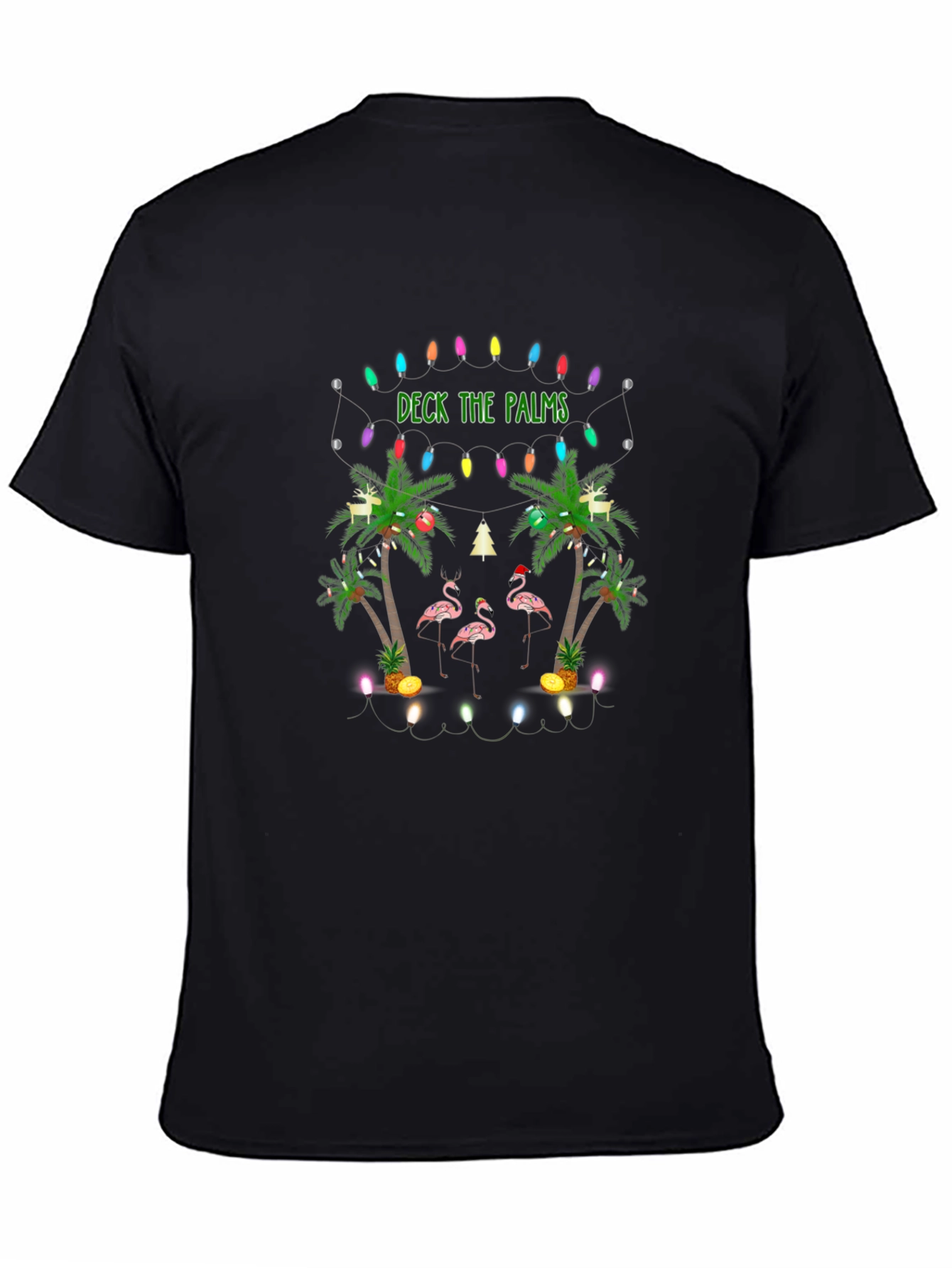 Deck the Palms Christmas Flamingo T-Shirt