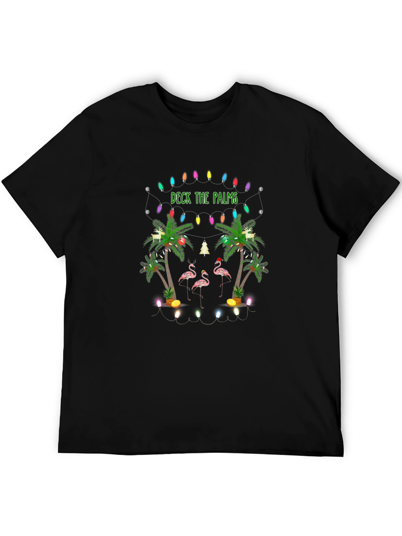 Deck the Palms Christmas Flamingo T-Shirt