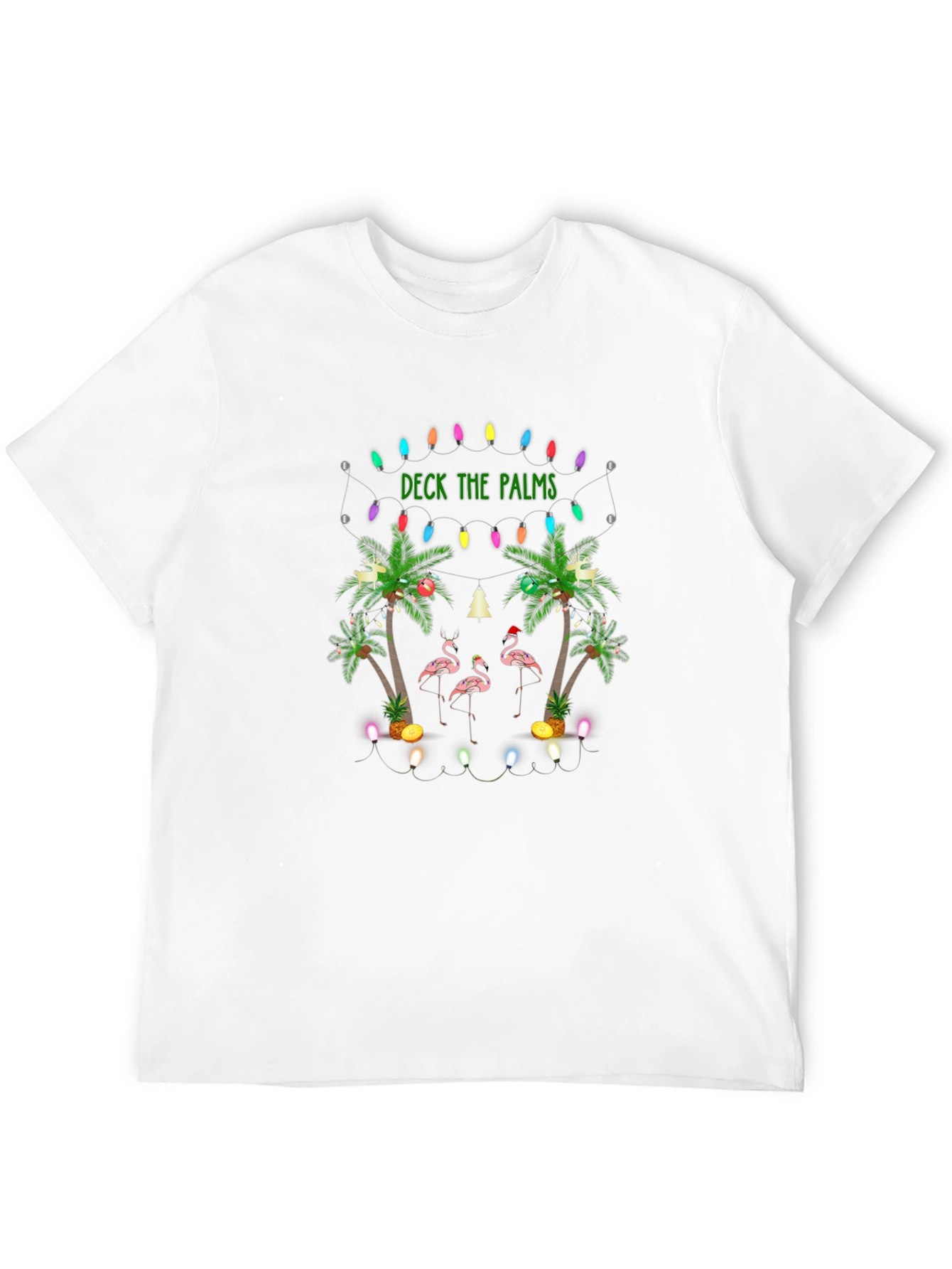 Deck the Palms Christmas Flamingo T-Shirt
