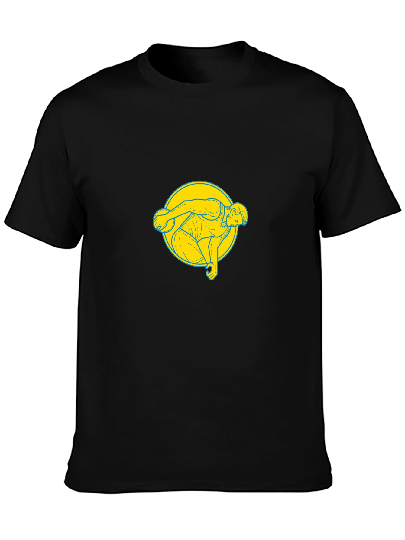 Black T-Shirt with Athlete Graphic