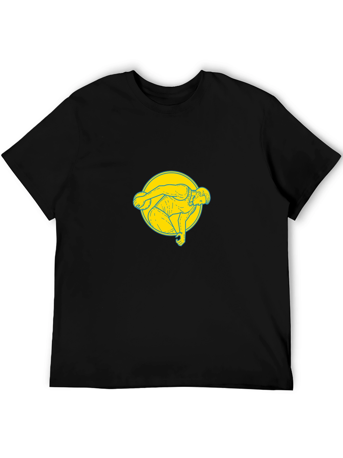 Black T-Shirt with Athlete Graphic