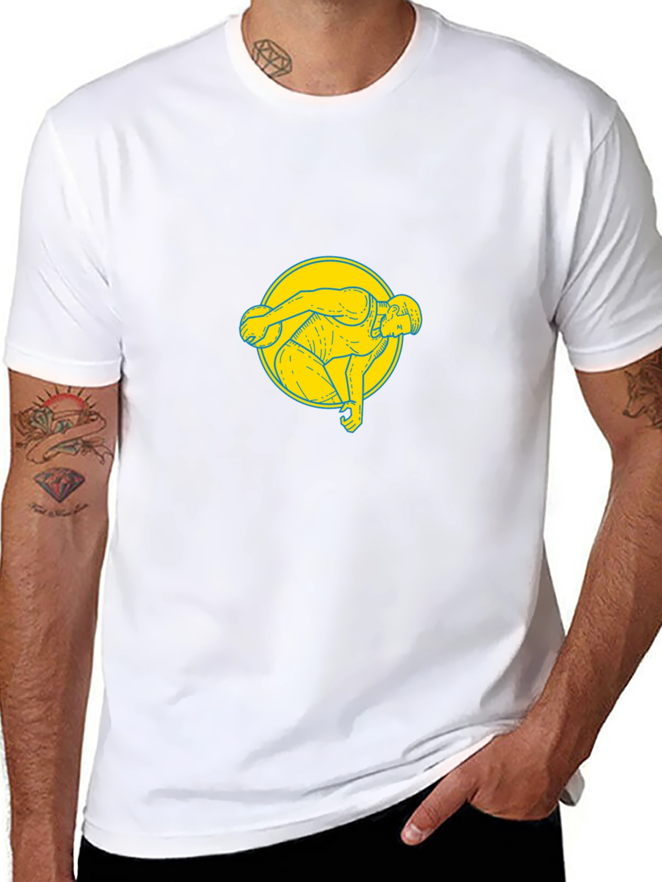 Black T-Shirt with Athlete Graphic