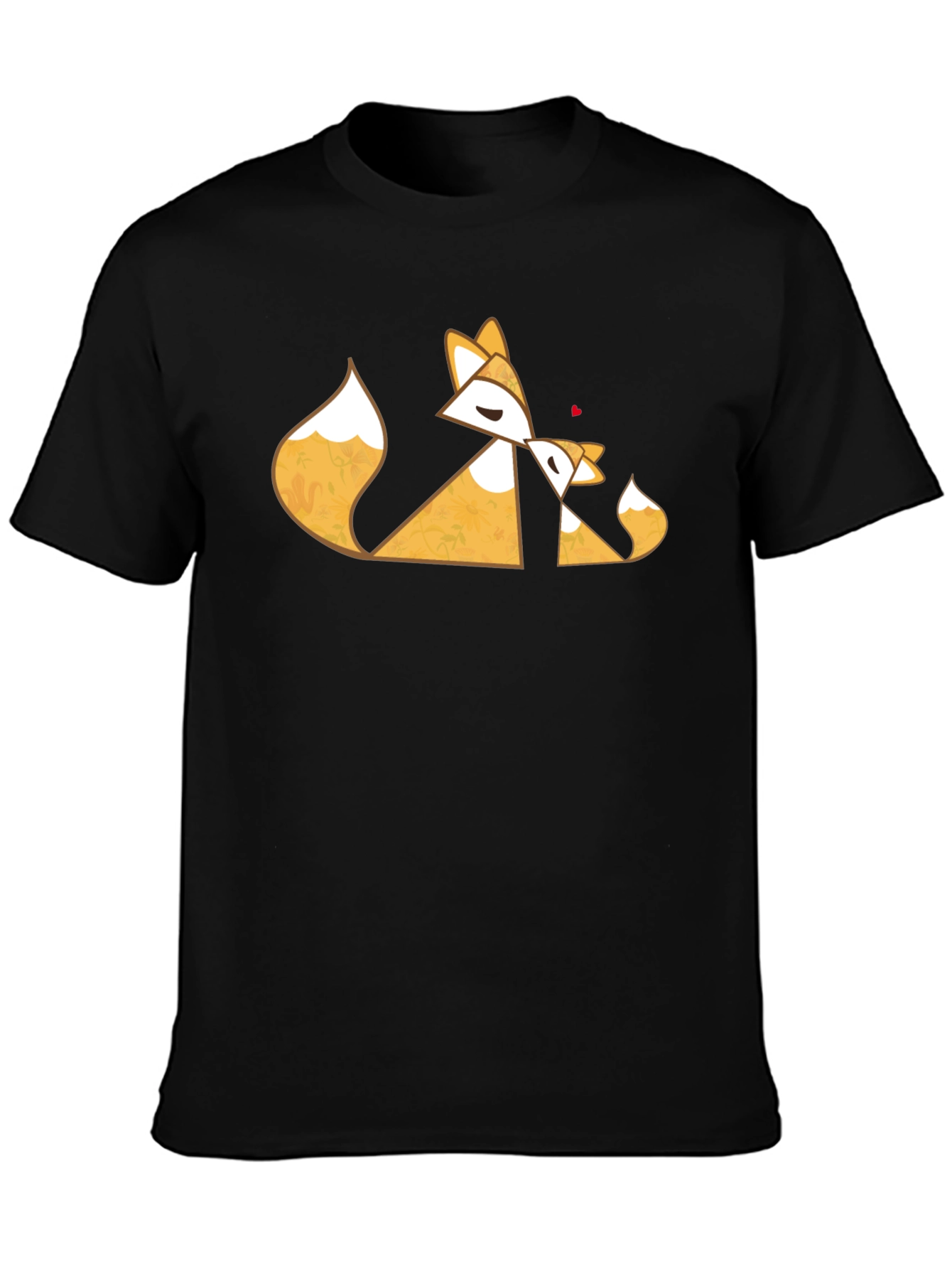 Geometric Fox Love Black T-Shirt