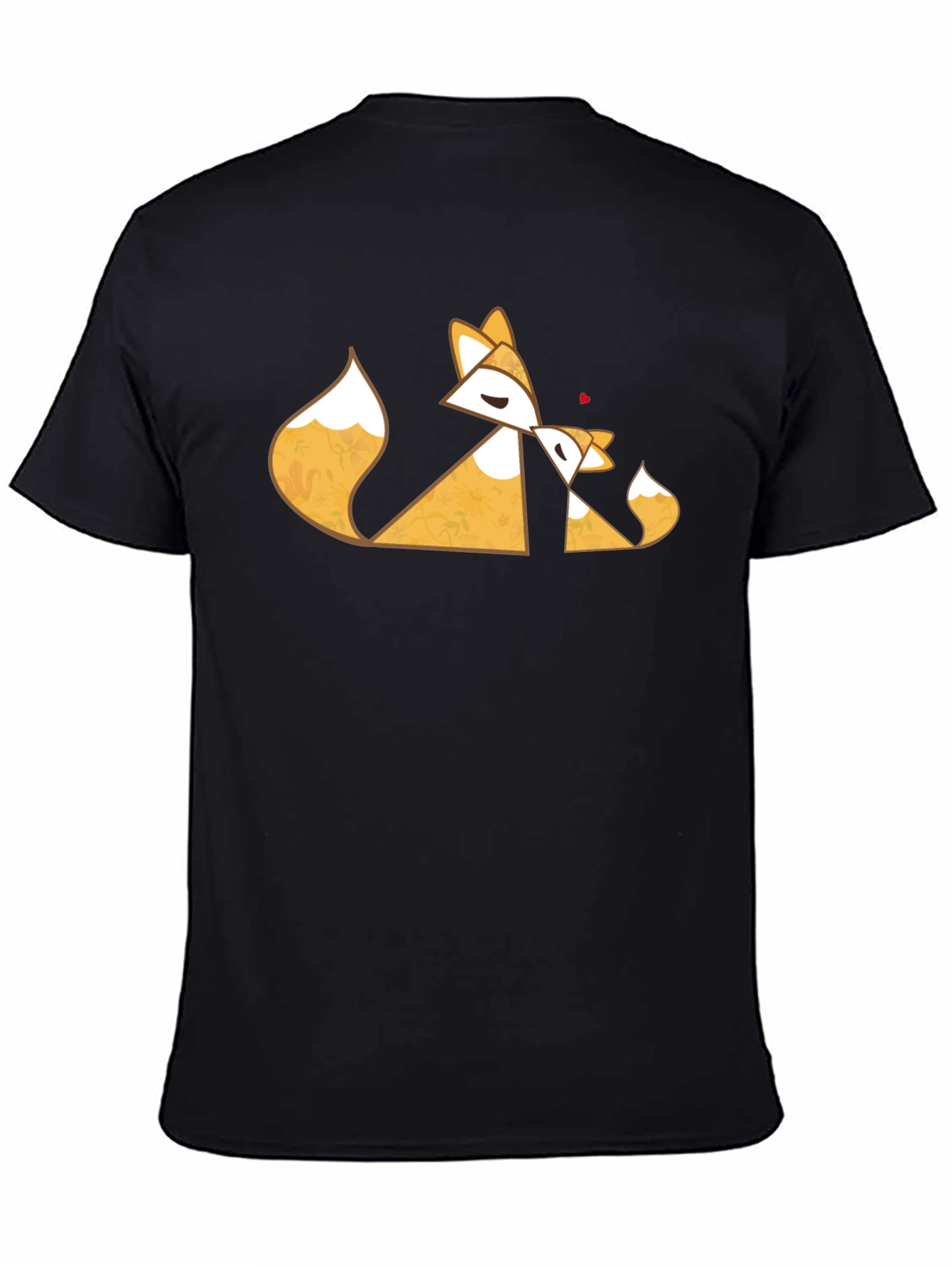 Geometric Fox Love Black T-Shirt