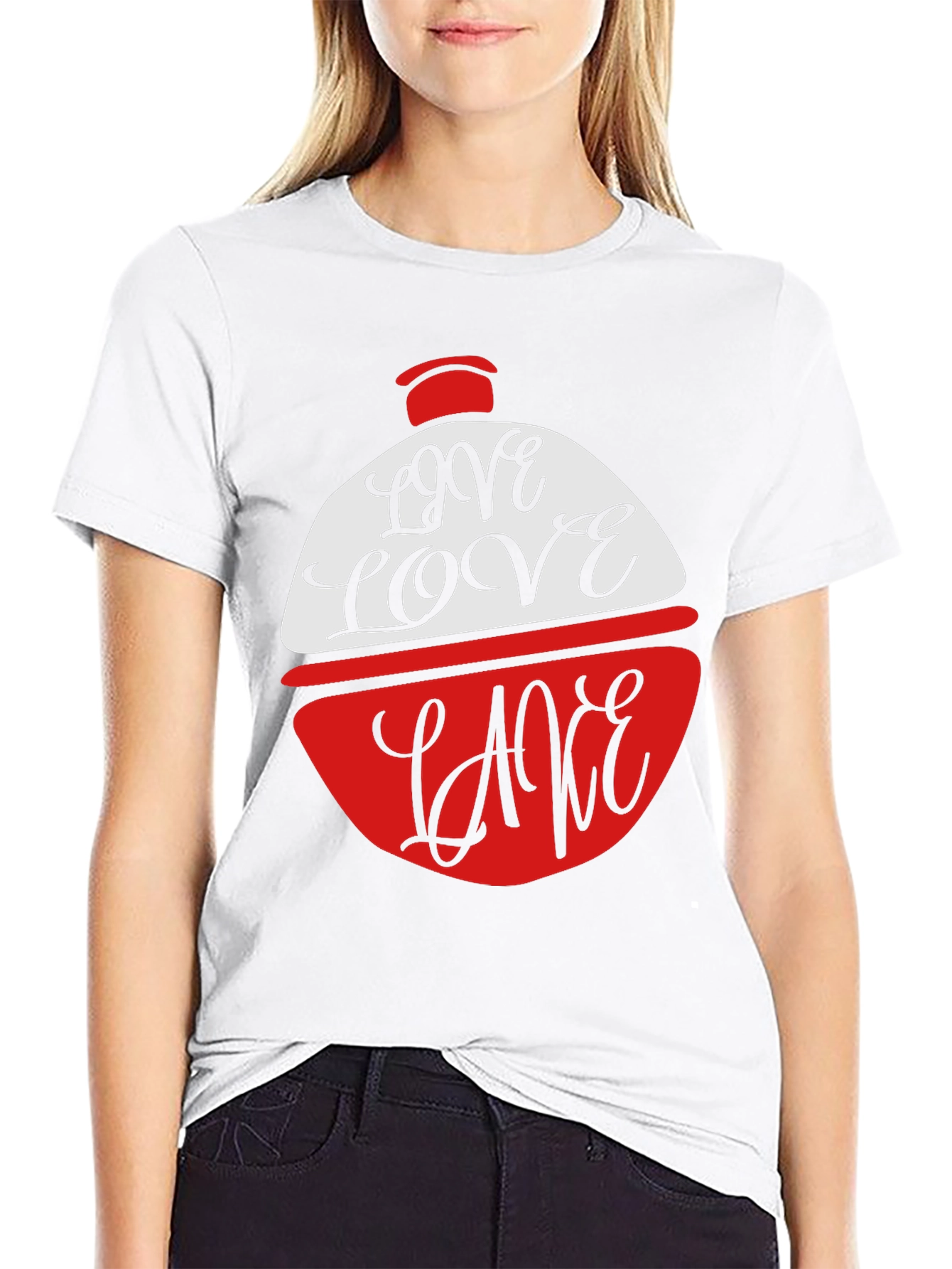 Love Lake Red & White Novelty T-Shirt