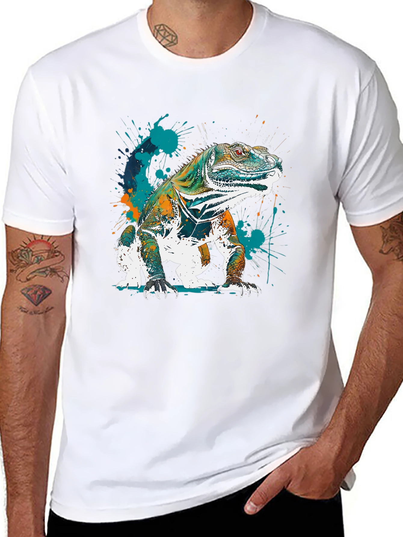 Iguana Graphic Tee - Unique Artistic Lizard Design
