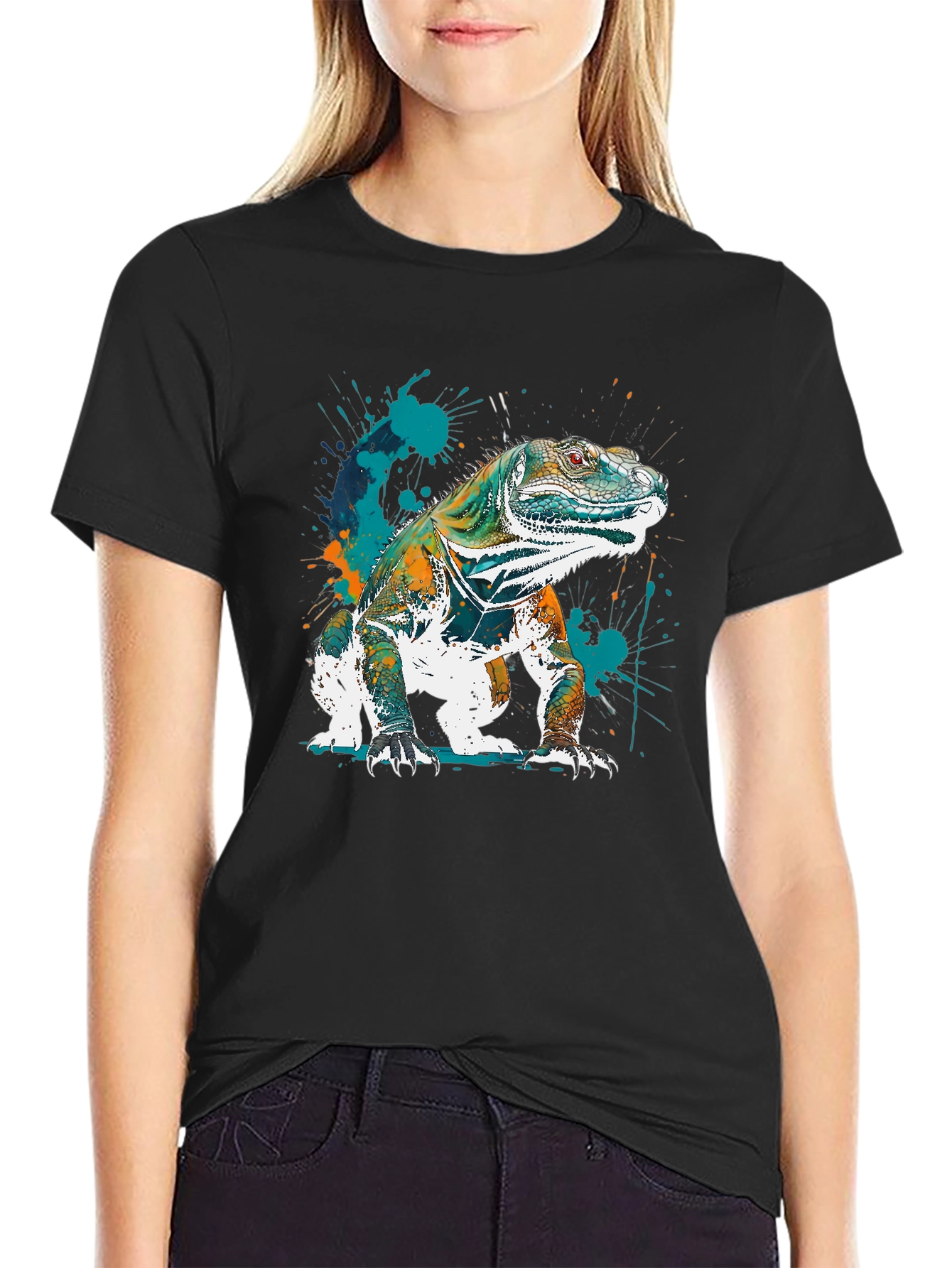 Iguana Graphic Tee - Unique Artistic Lizard Design
