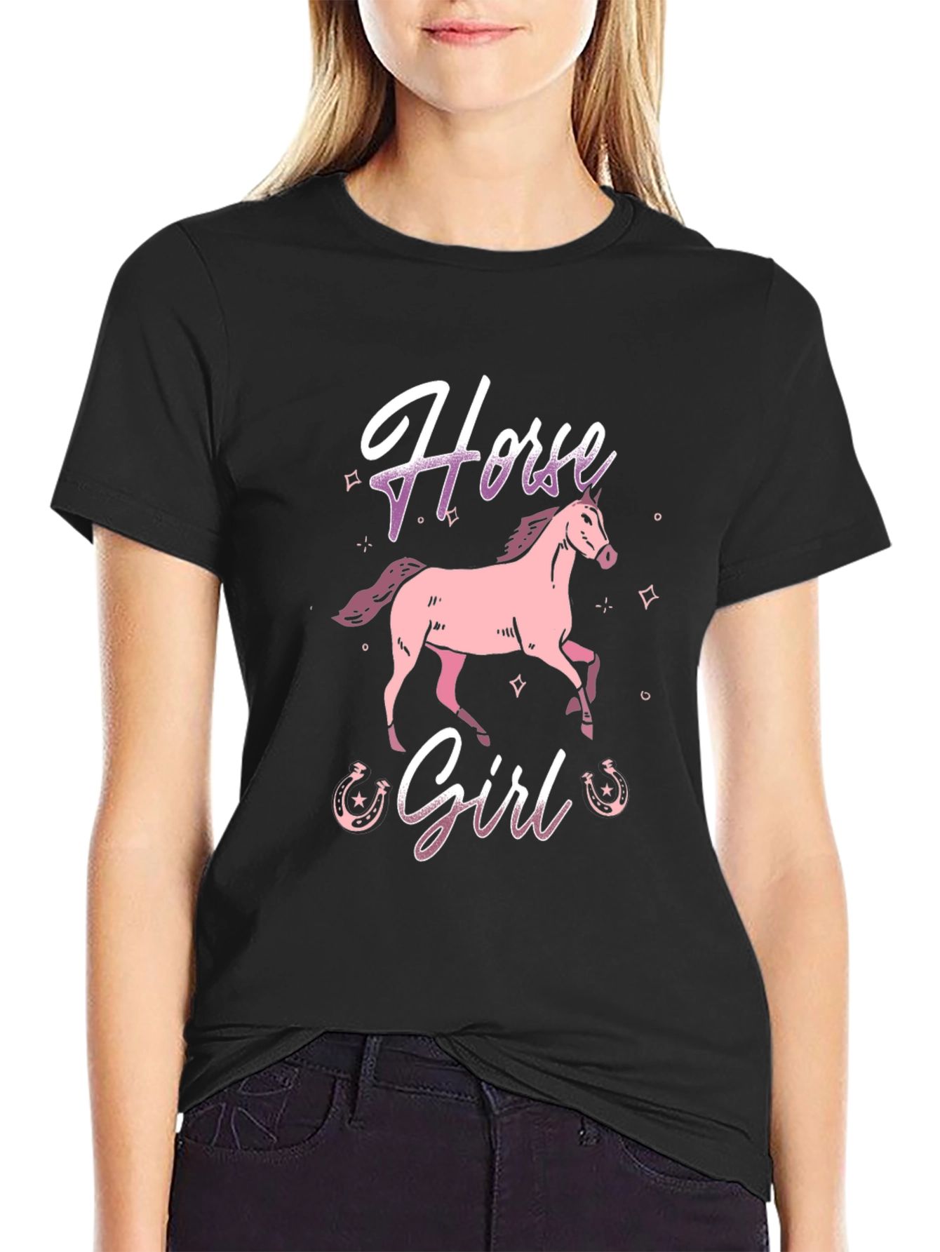 Horse Girl Graphic Tee - Black