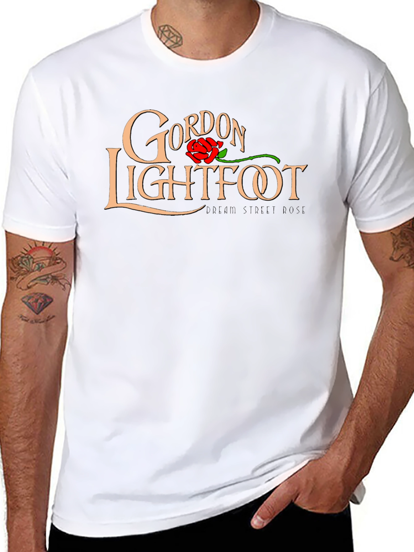 Gordon Lightfoot Dream Street Rose Black T-Shirt