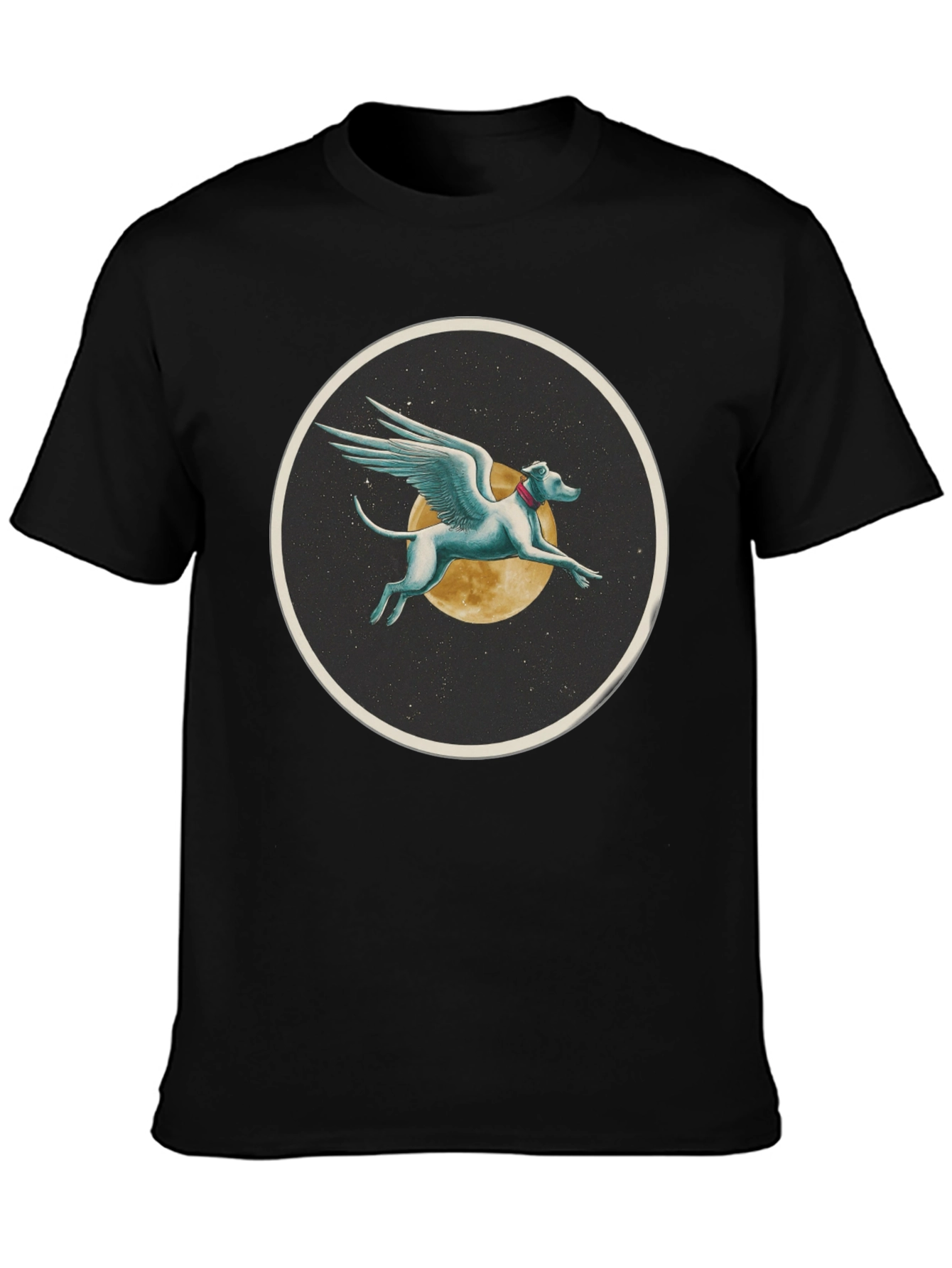 Winged Dog Graphic T-Shirt - Black Cotton Tee