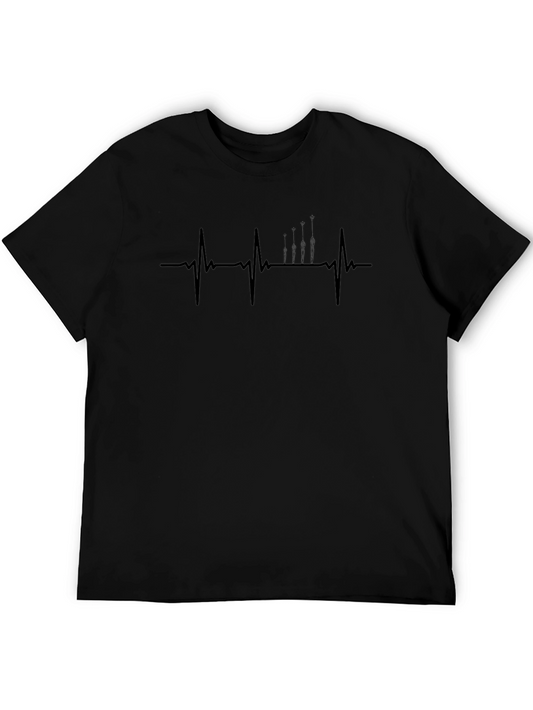 Fishing Heartbeat Graphic Tee - Black