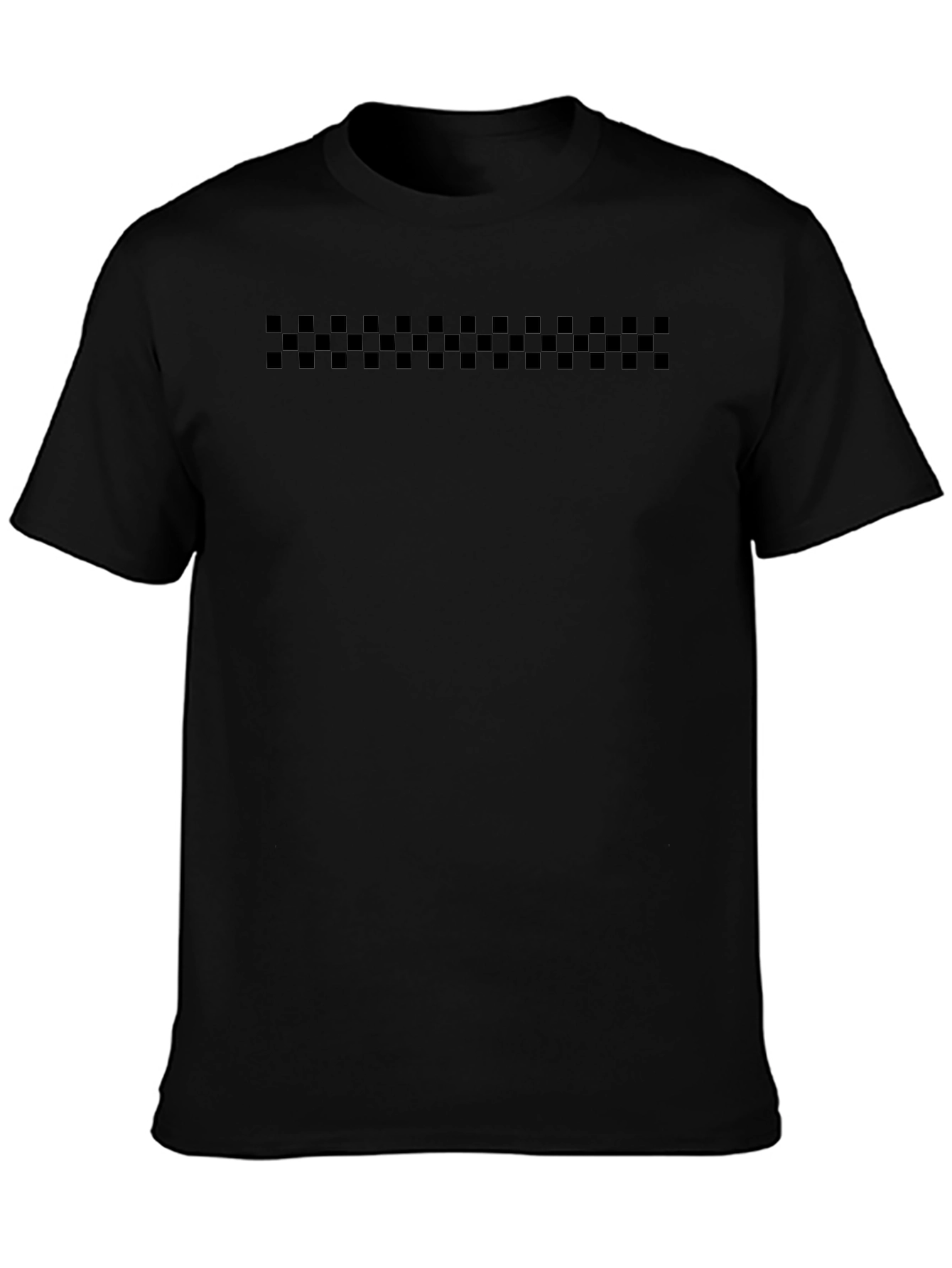 Black Checkerboard Crew Neck T-Shirt