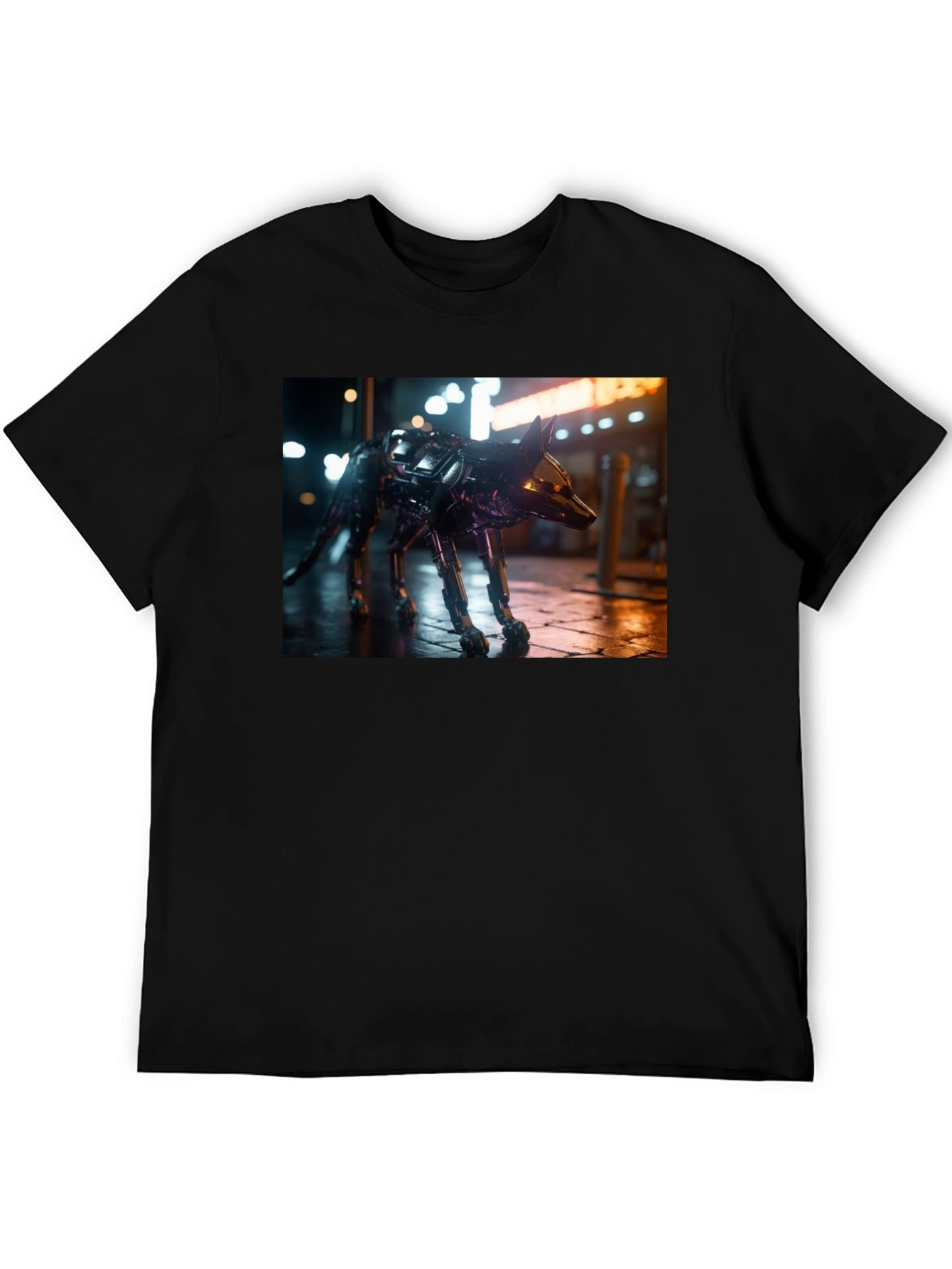 Robot Dog Graphic Black T-Shirt