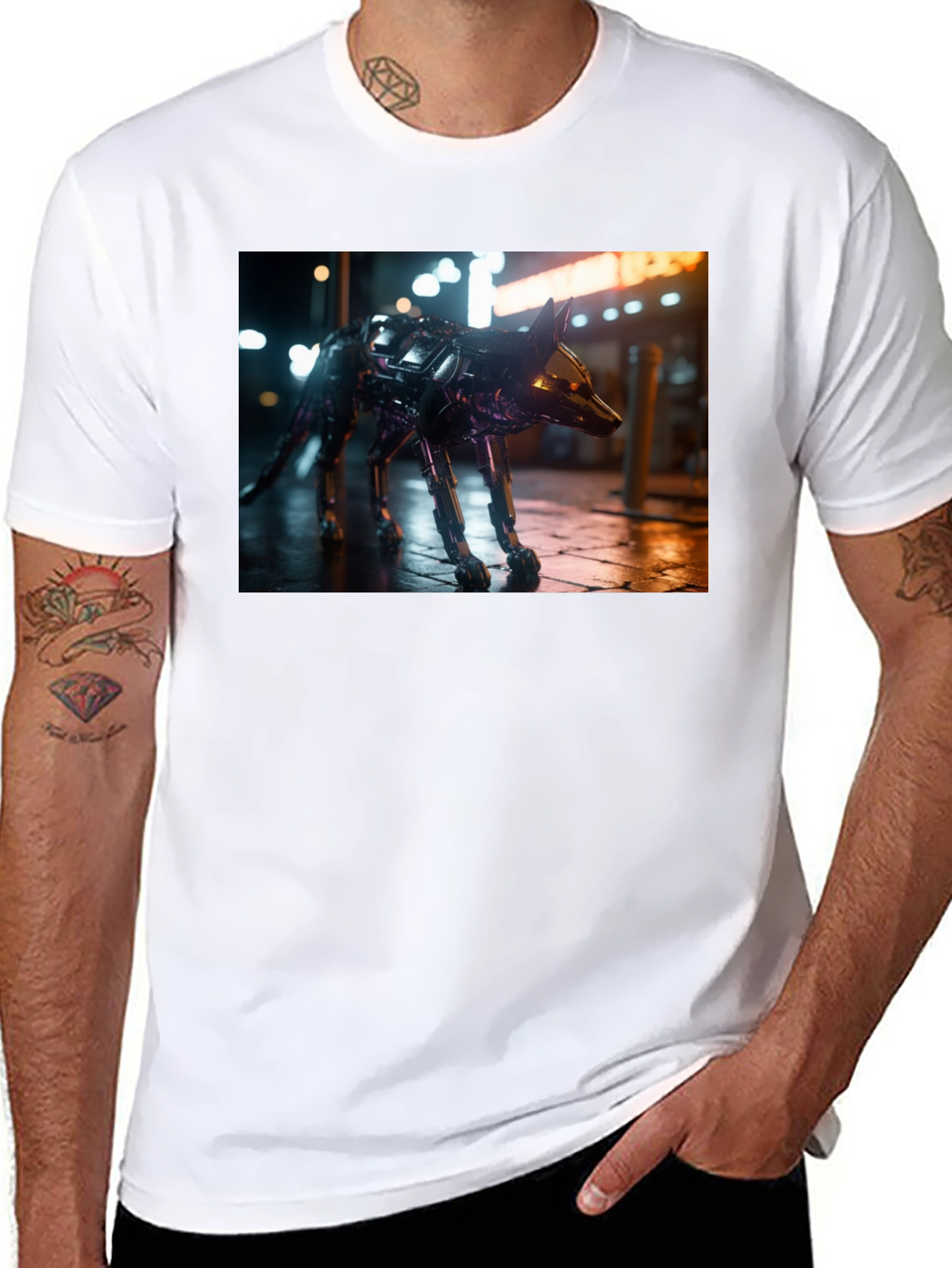Robot Dog Graphic Black T-Shirt