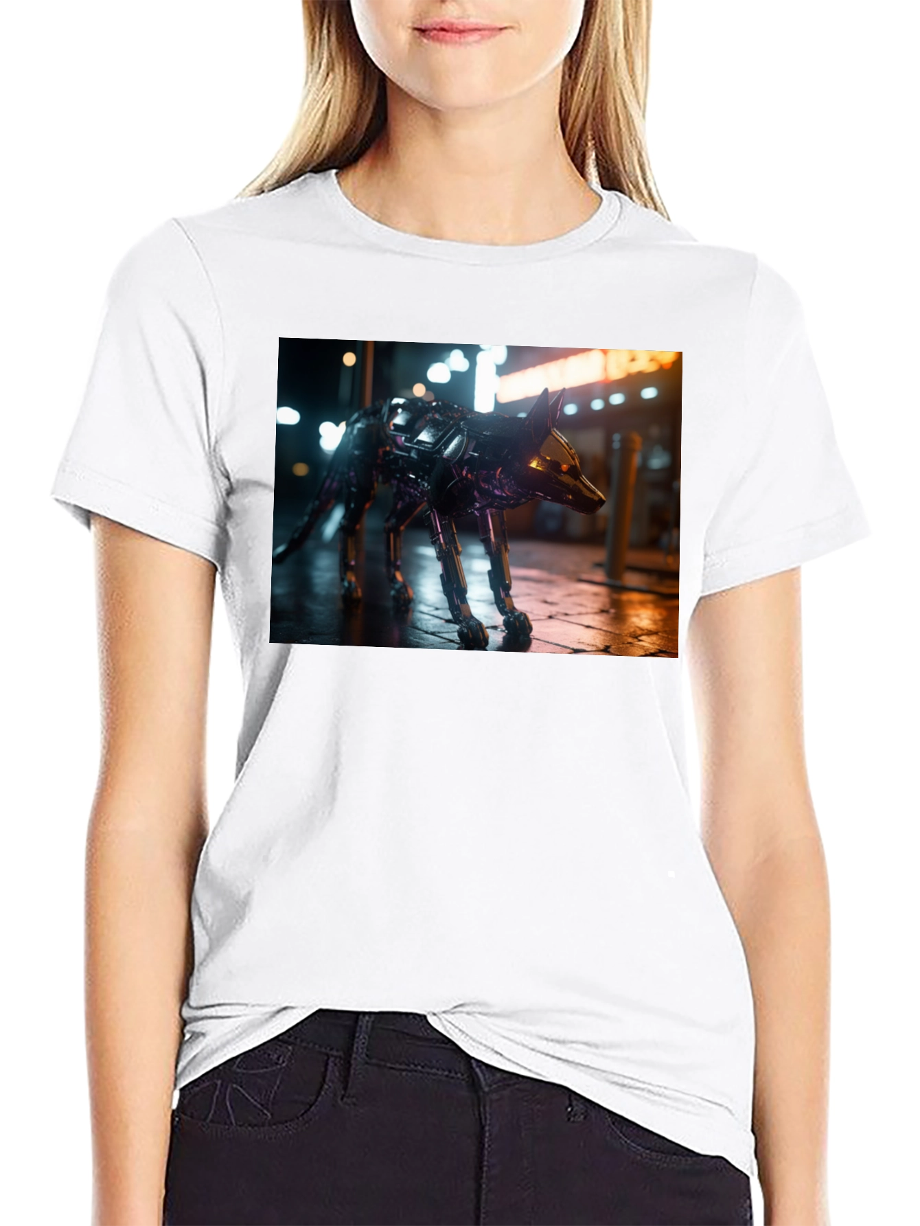 Robot Dog Graphic Black T-Shirt