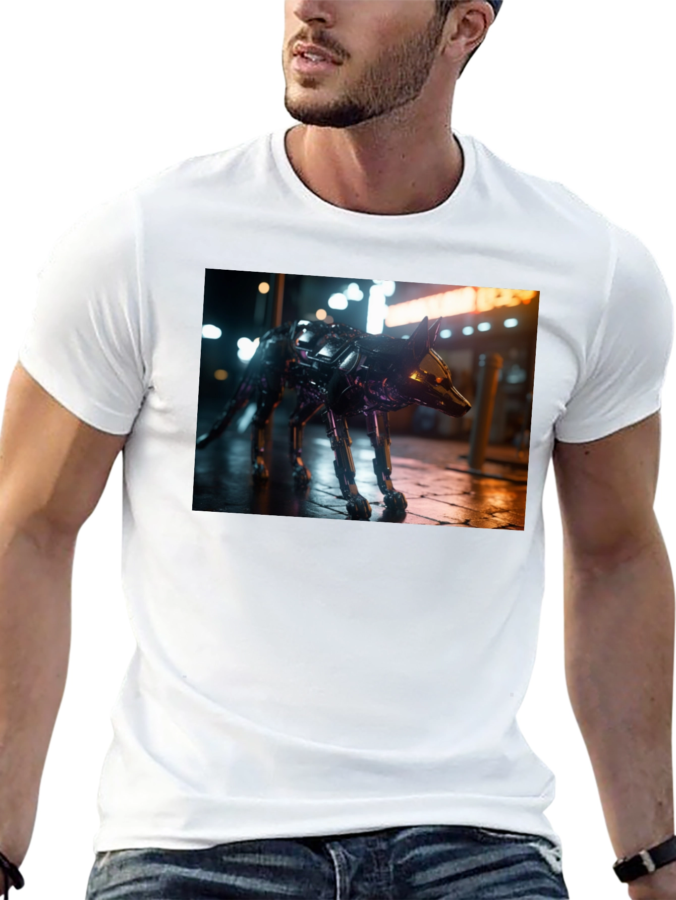 Robot Dog Graphic Black T-Shirt