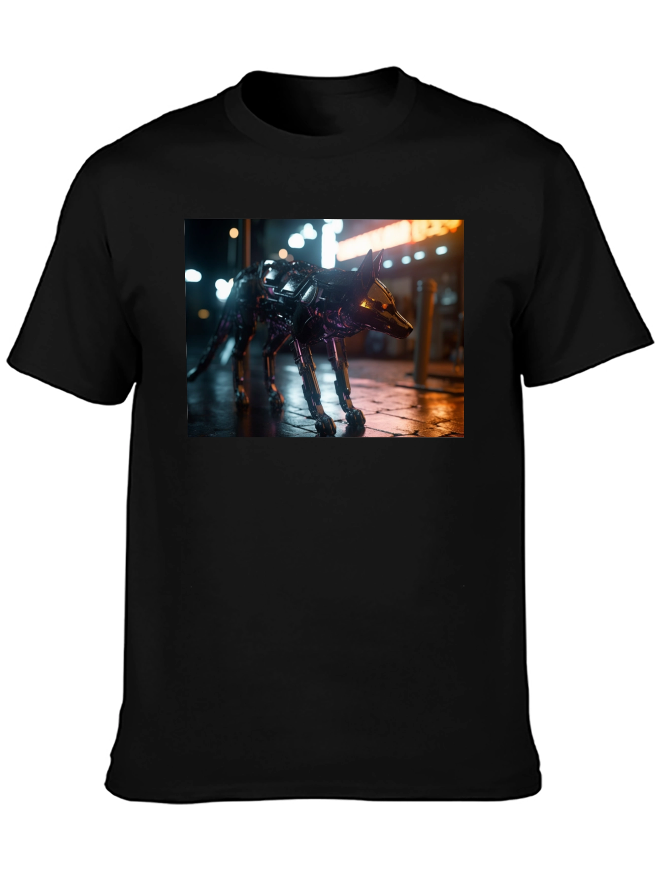 Robot Dog Graphic Black T-Shirt