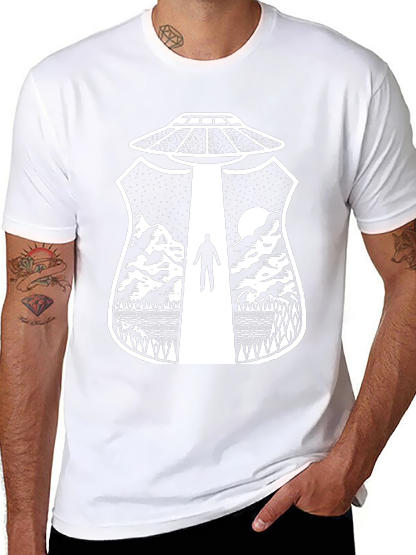 UFO Abduction Graphic T-Shirt - Black