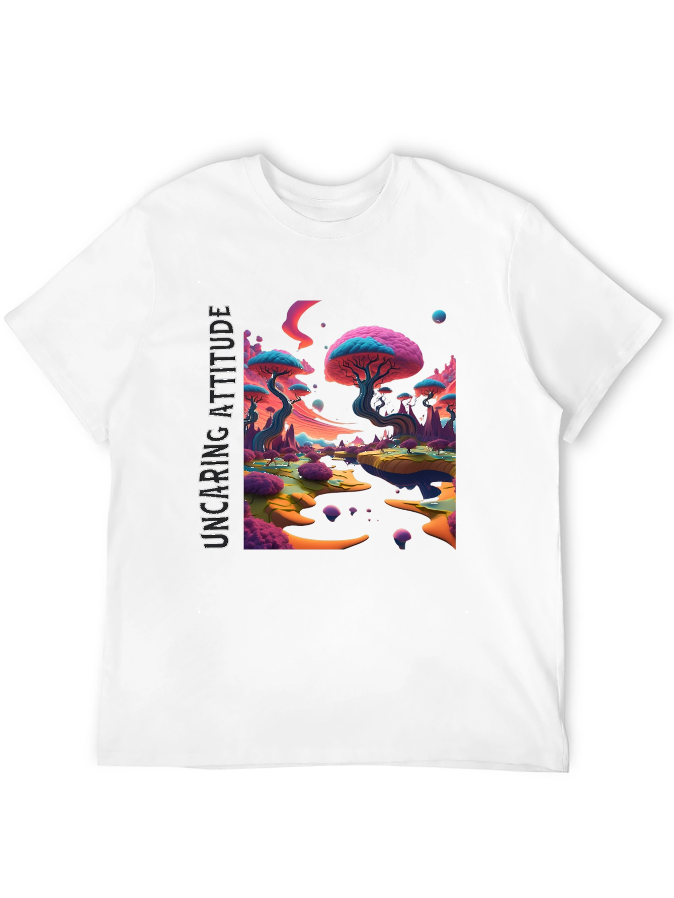 Uncaring Attitude T-Shirt - Psychedelic Landscape Design